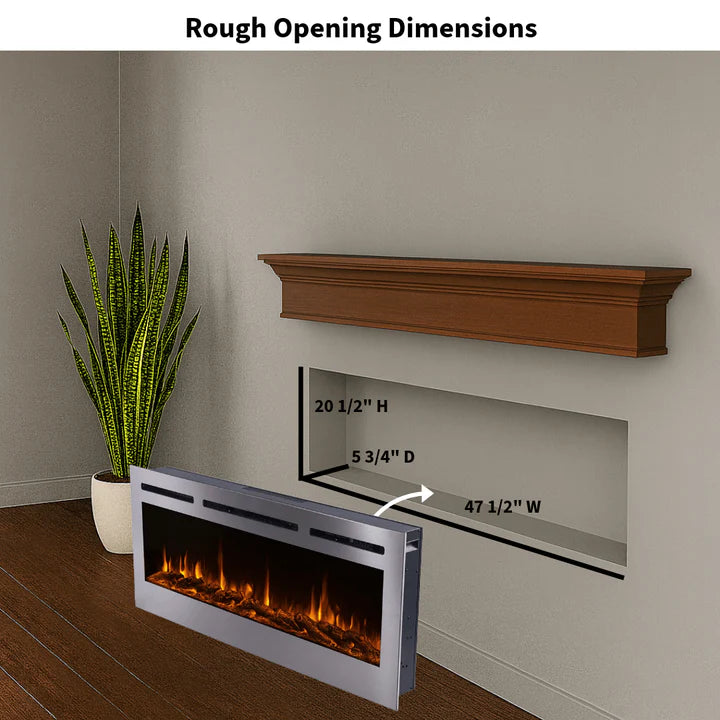 Touchstone Sideline Deluxe Stainless Steel 50″ Recessed Electric Fireplace – 86273