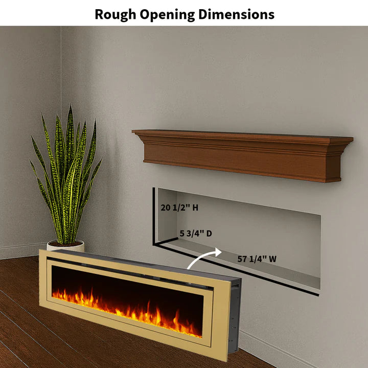 Touchstone Sideline Deluxe Gold 60″ Recessed Smart Electric Fireplace – 86276