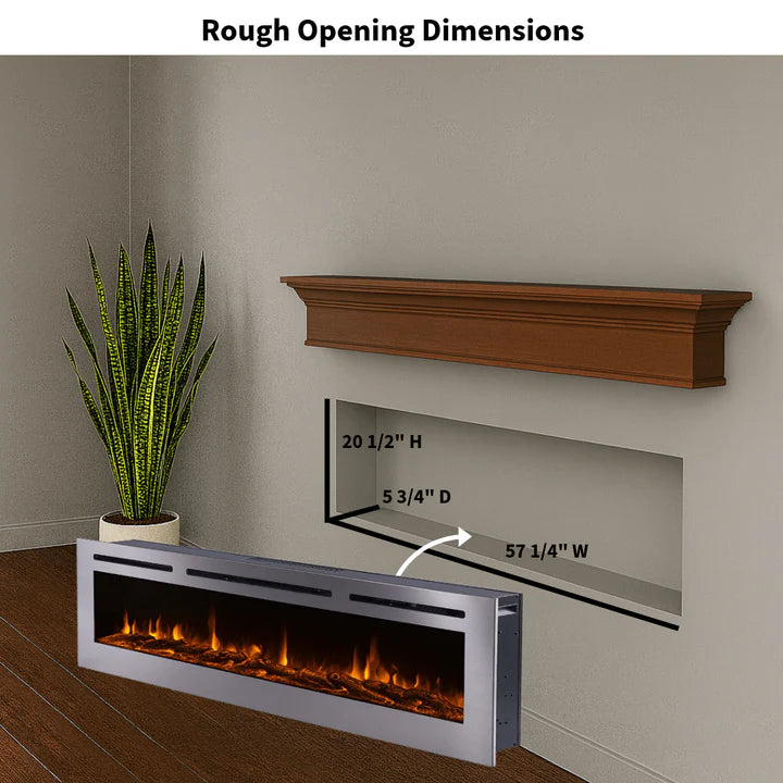 Touchstone Sideline Deluxe Stainless Steel 60″ Recessed Smart Electric Fireplace – 86277