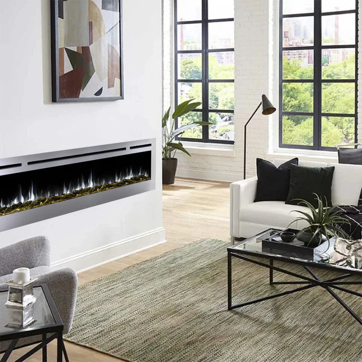 Touchstone Sideline Deluxe Stainless Steel 72″ Recessed Smart Electric Fireplace – 86279