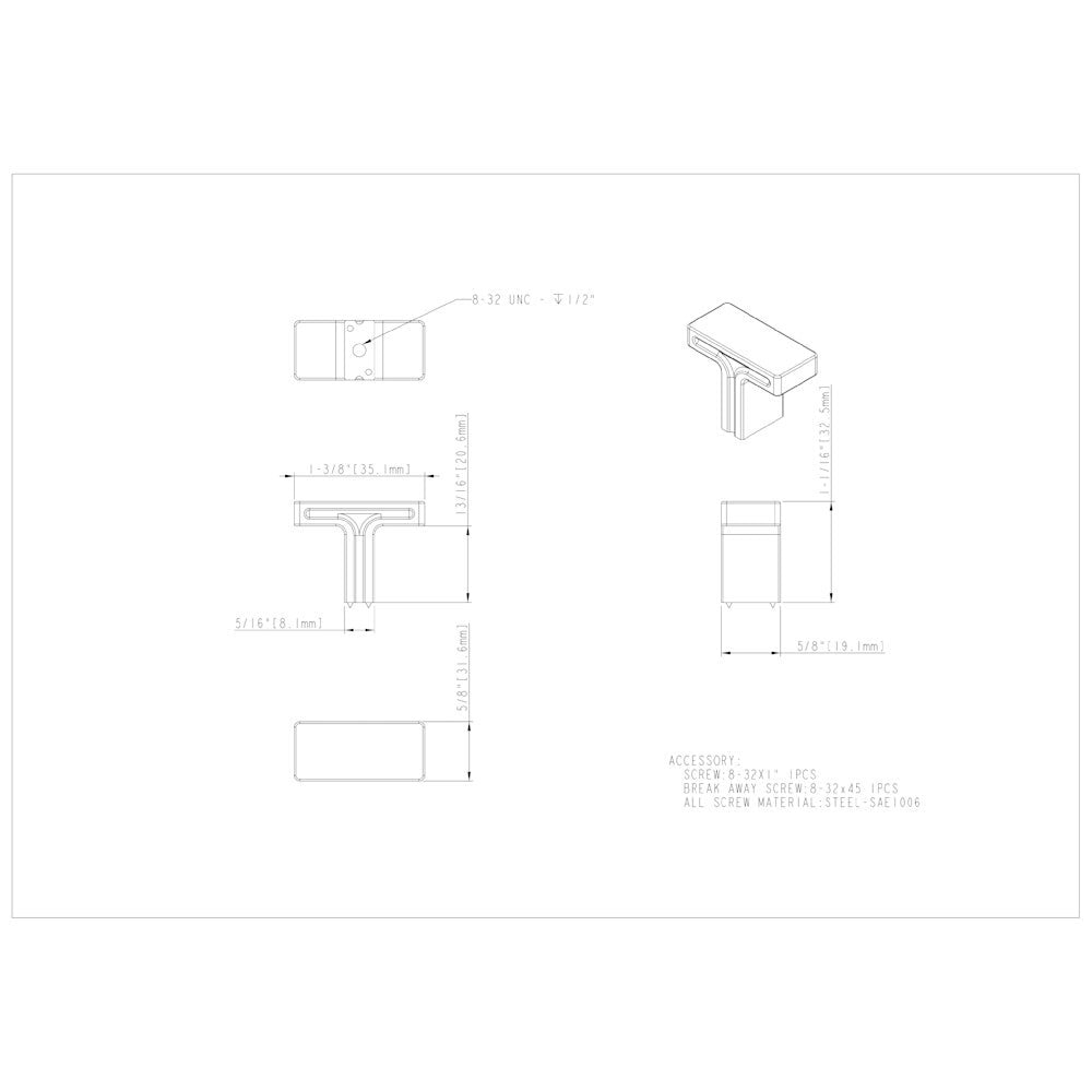 Hardware Resources 1-3/8" Overall Length Satin Nickel Rectangle Anwick Cabinet Knob