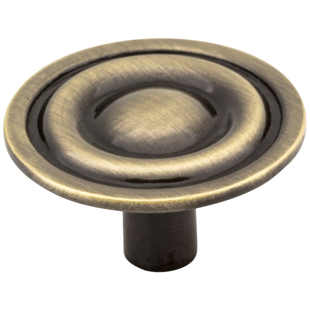 Hardware Resources 1-5/16" Diameter Brushed Antique Brass Kingsport Cabinet Mushroom Knob