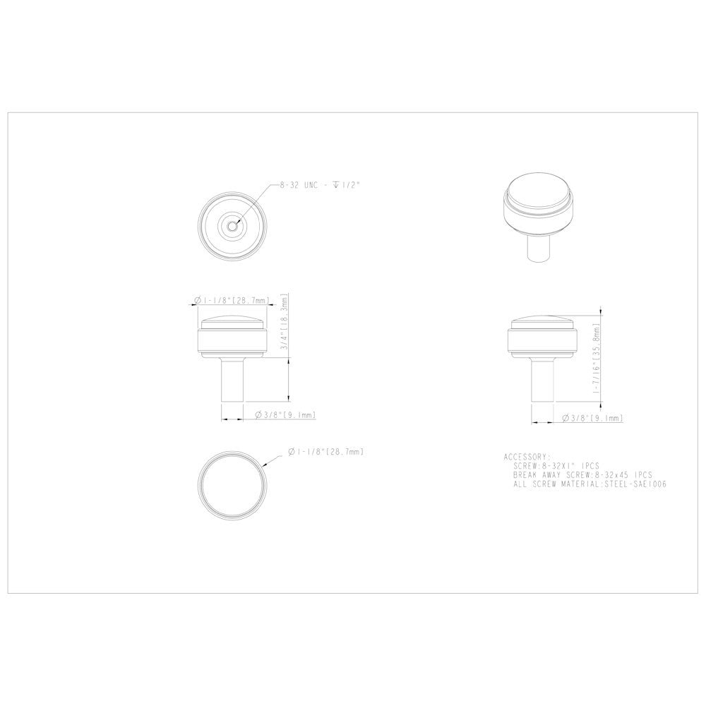 Hardware Resources 1-1/8" Diameter Satin Nickel Hayworth Cabinet Knob