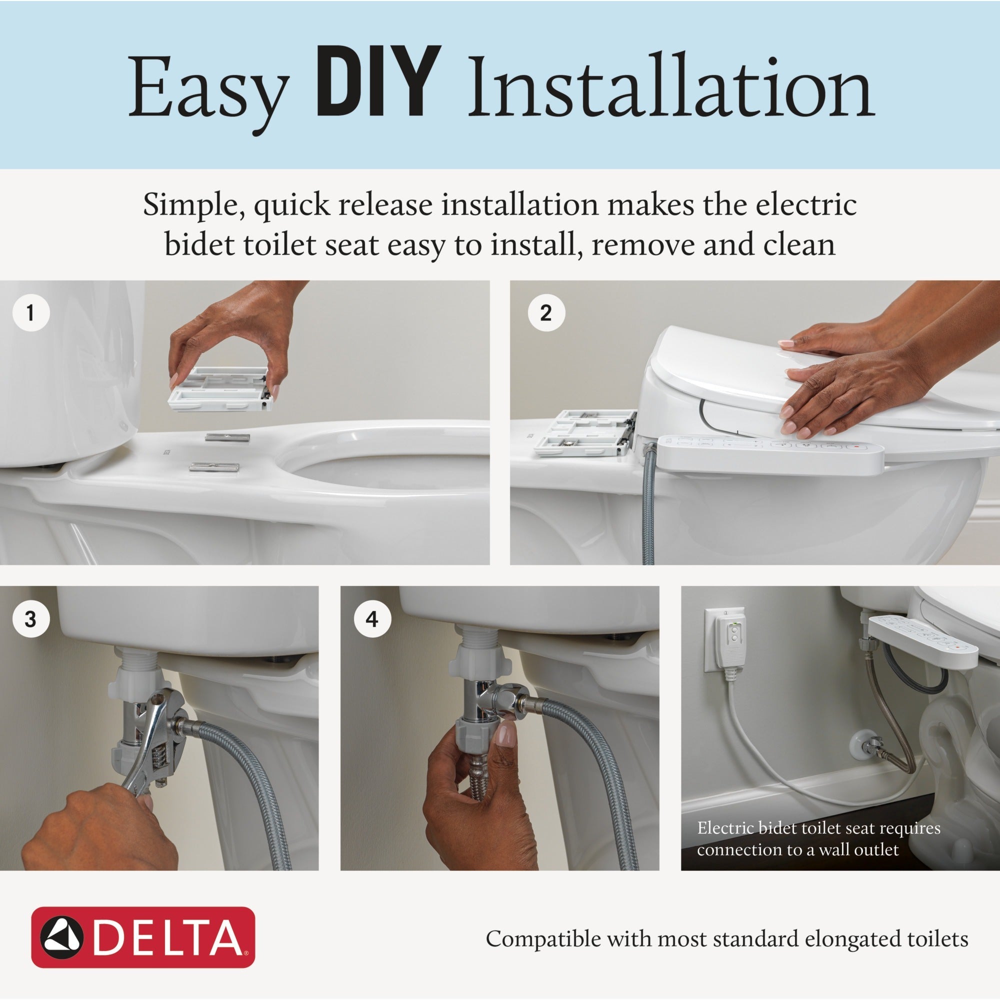 Delta Refresh Standard Elongated Electric Bidet Toilet Seat
