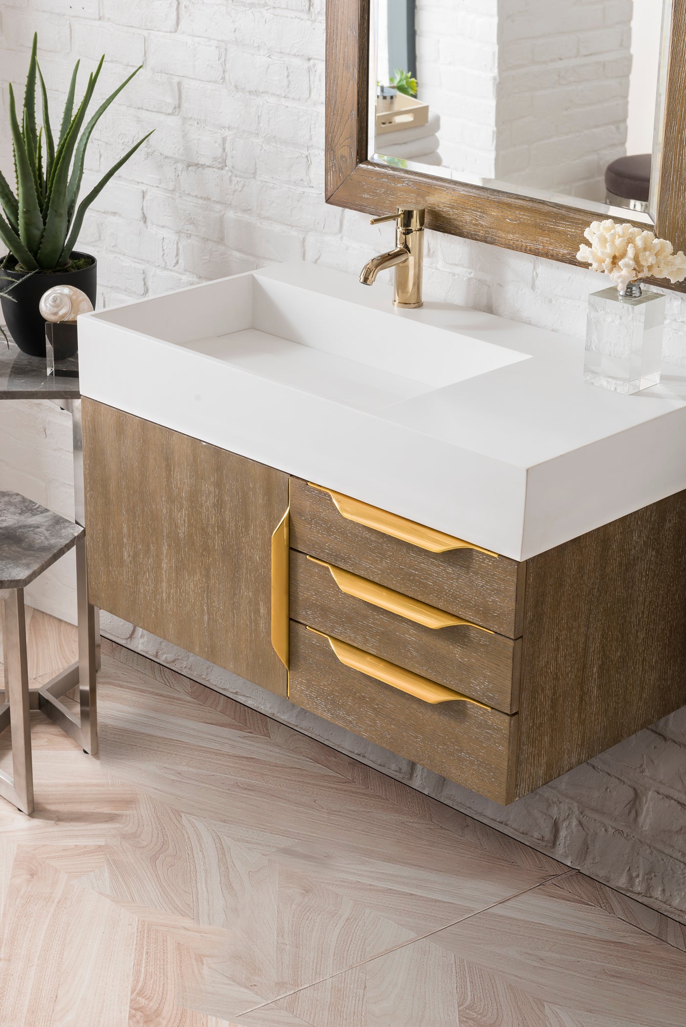 James Martin Columbia 36" Wall Mounted Single Vanity with Mineral Composite Stone Countertop