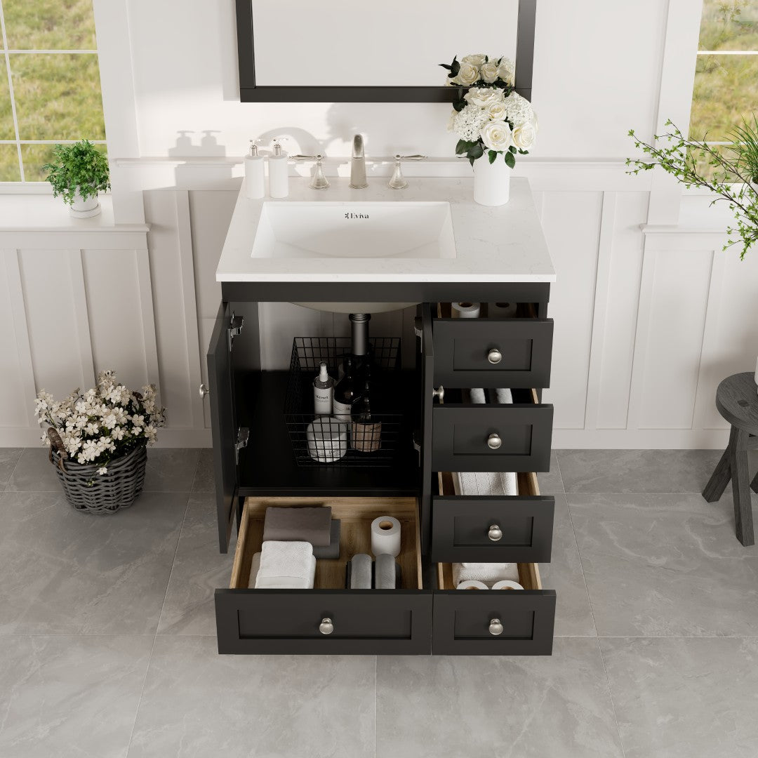 Eviva Acclaim Bath Vanity with Counter Top and Undermount Porcelain Sink (24"-30")