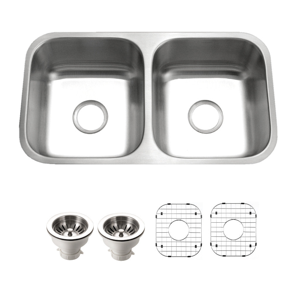 Houzer Eston 31 inch Stainless Steel Undermount 50/50 Double Bowl Kitchen Sink - STD-2100