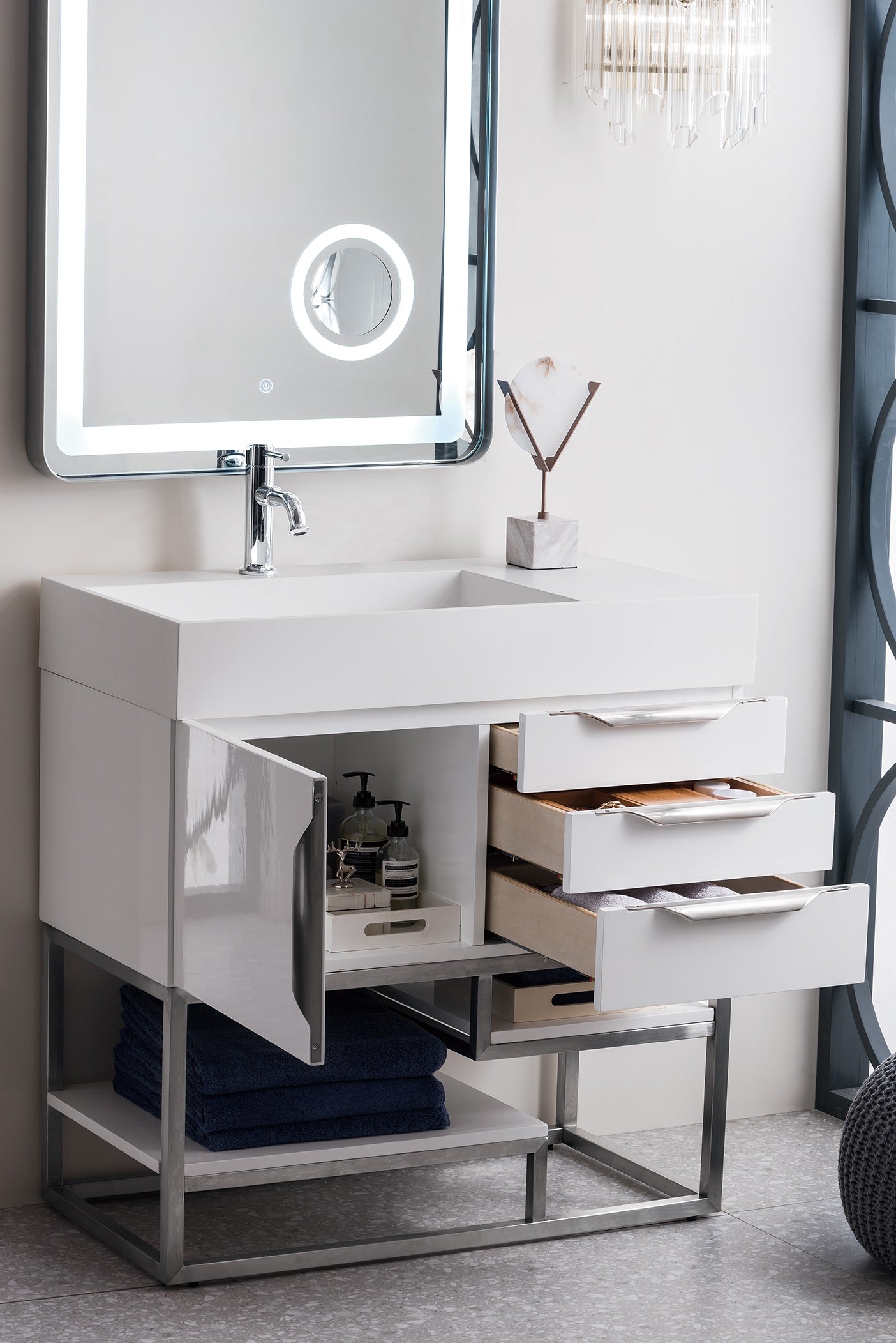 James Martin Columbia 36" Freestanding Single Vanity with Mineral Composite Stone Countertop