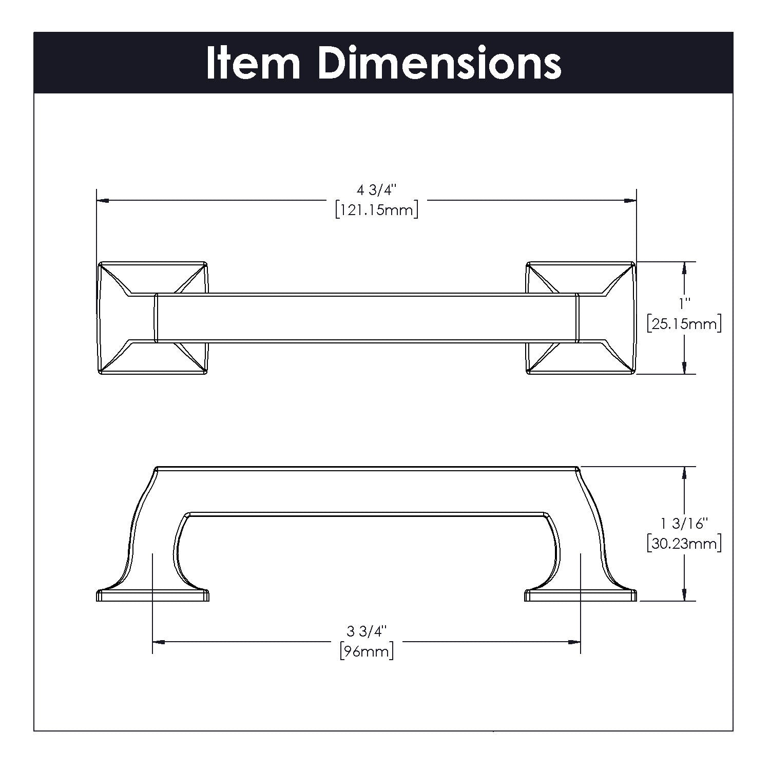 Belwith 3-3/4 Inch (96mm) Center to Center Studio II Pull (B055551)
