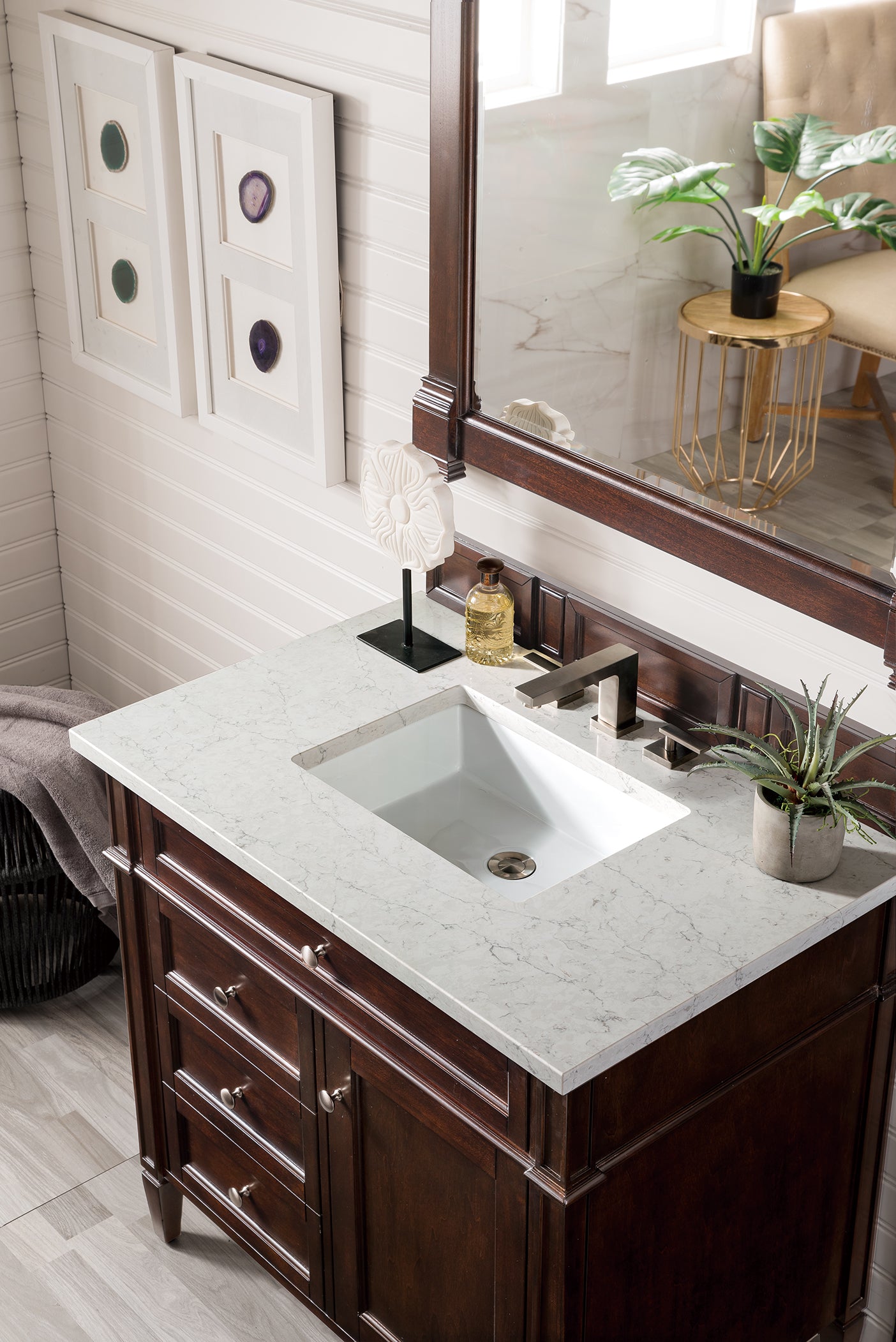 James Martin Brittany 36" Single Vanity in Burnished Mahogany with 3cm Countertop