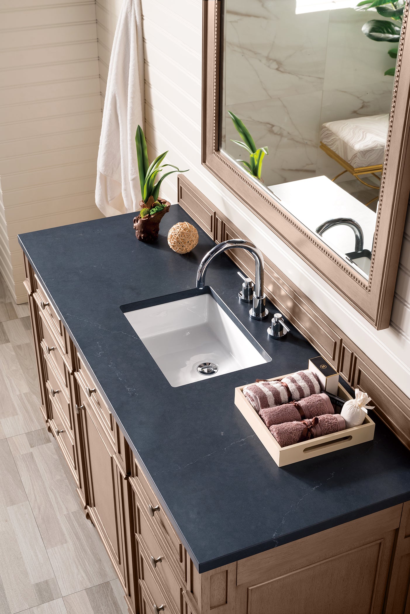 James Martin Bristol 60" Single Vanity in Whitewashed Walnut with 3cm Countertop