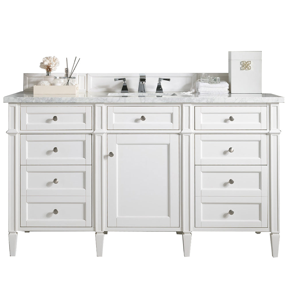 James Martin Brittany 60" Single Vanity in Bright White with 3cm Countertop