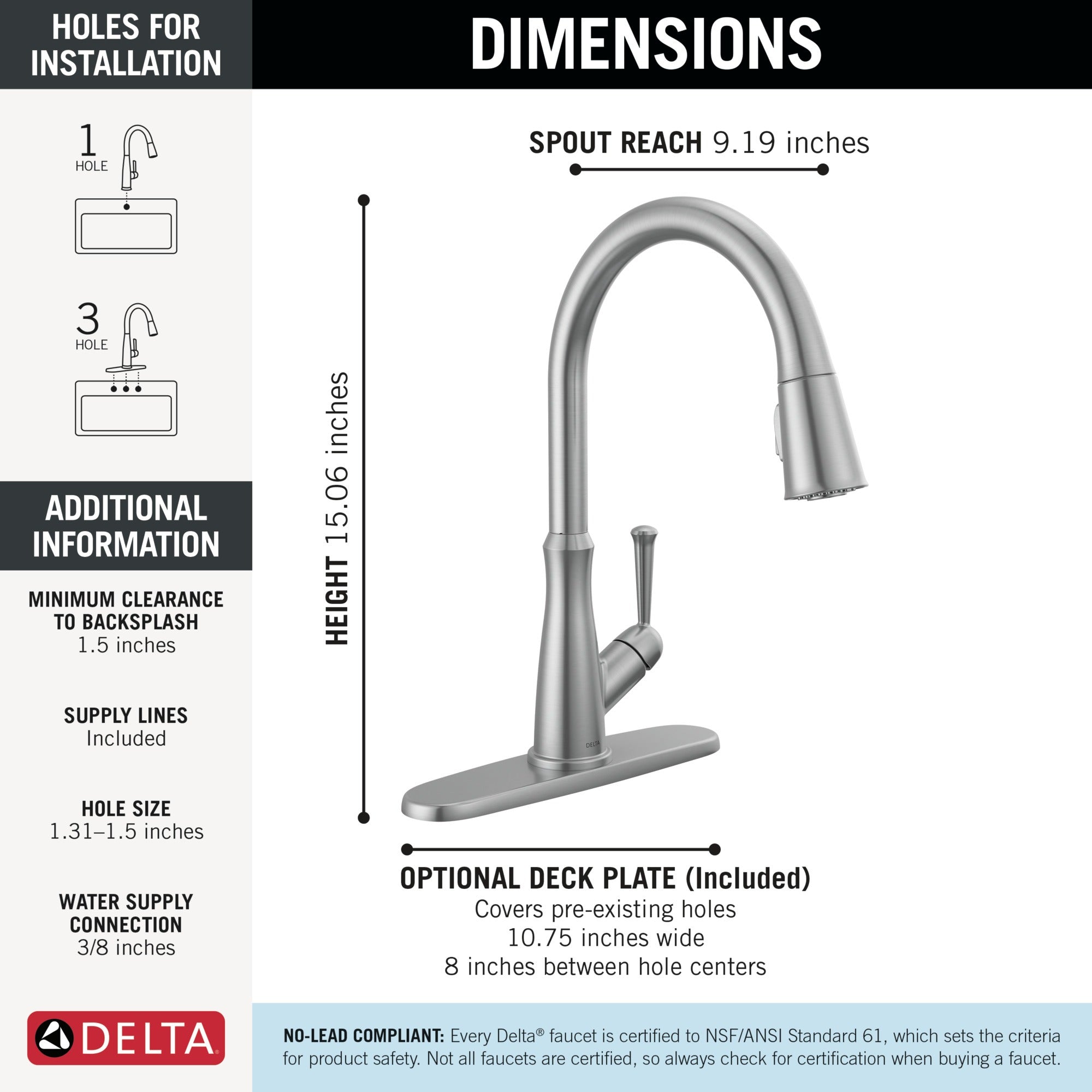 Delta Westville® Single Handle Pull-Down Kitchen Faucet