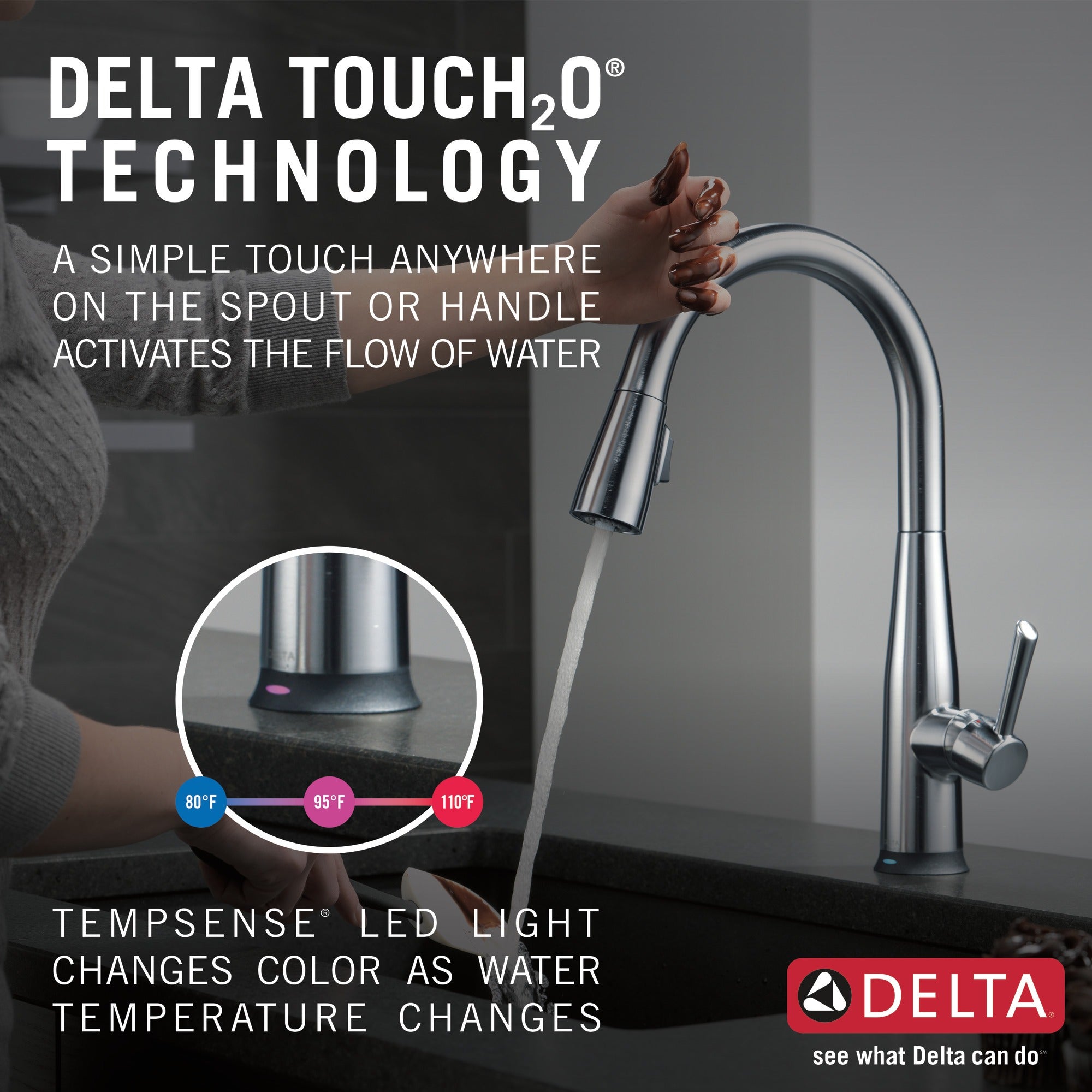 Delta Essa® Single Handle Pull-Down Kitchen Faucet with Touch<sub>2</sub>O® Technology