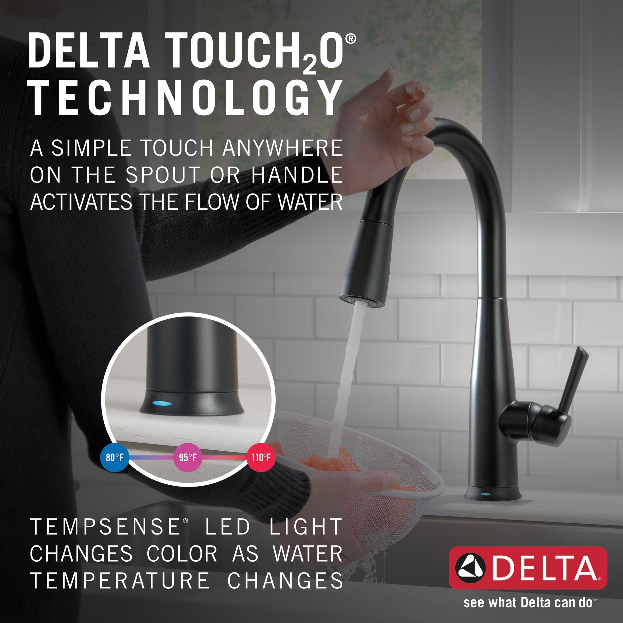 Delta Essa® Single Handle Pull-Down Kitchen Faucet with Touch<sub>2</sub>O® Technology