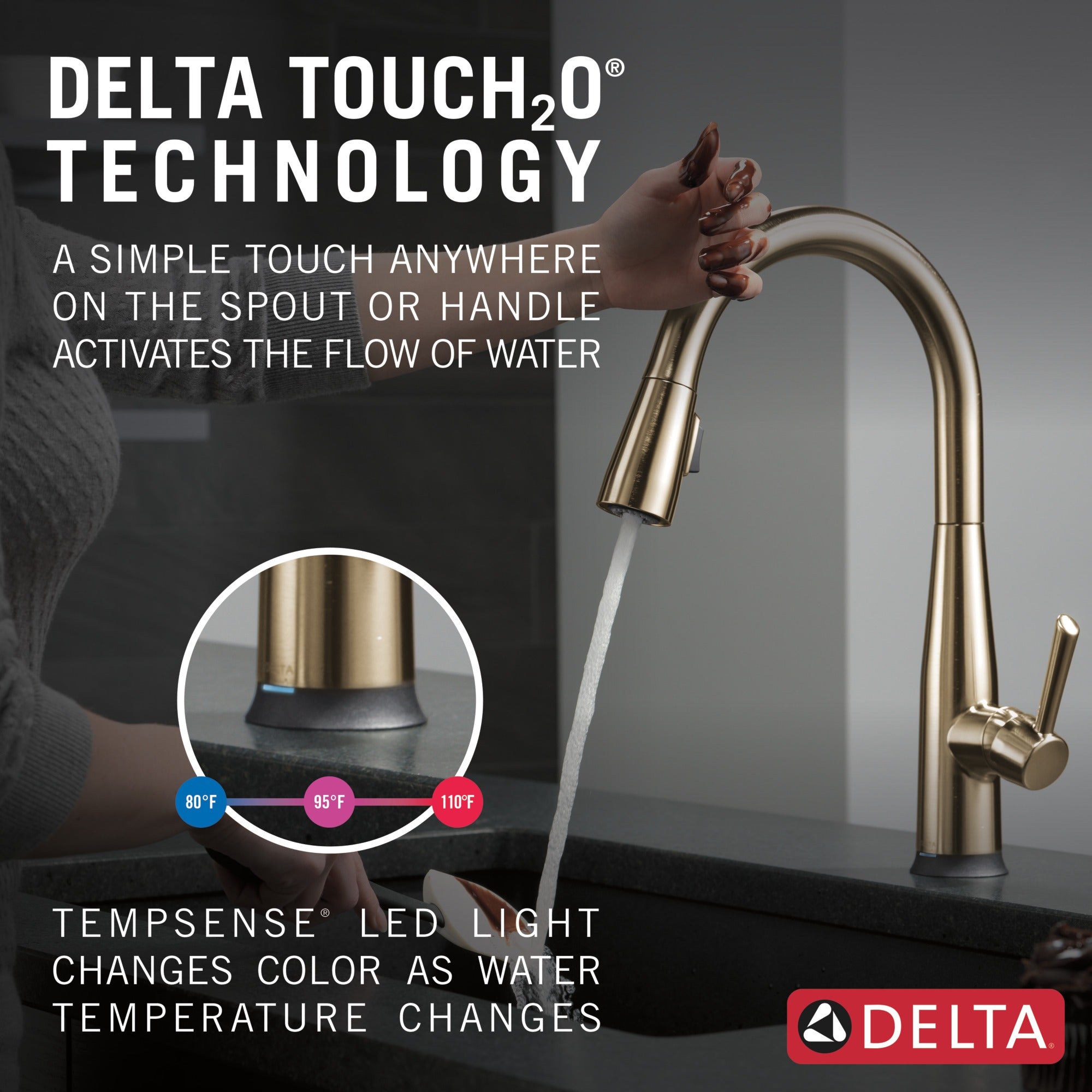 Delta Essa® Single Handle Pull-Down Kitchen Faucet with Touch<sub>2</sub>O® Technology Technology