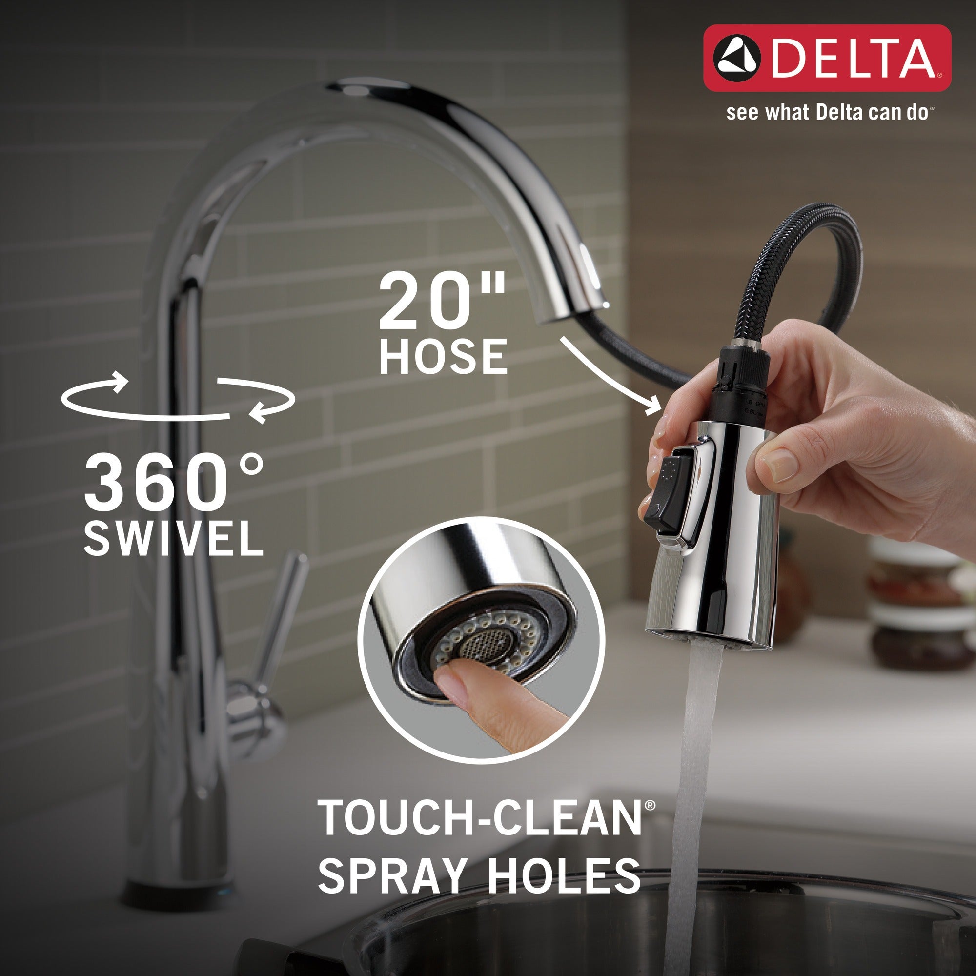 Delta Essa® Single Handle Pull-Down Kitchen Faucet with Touch<sub>2</sub>O® Technology