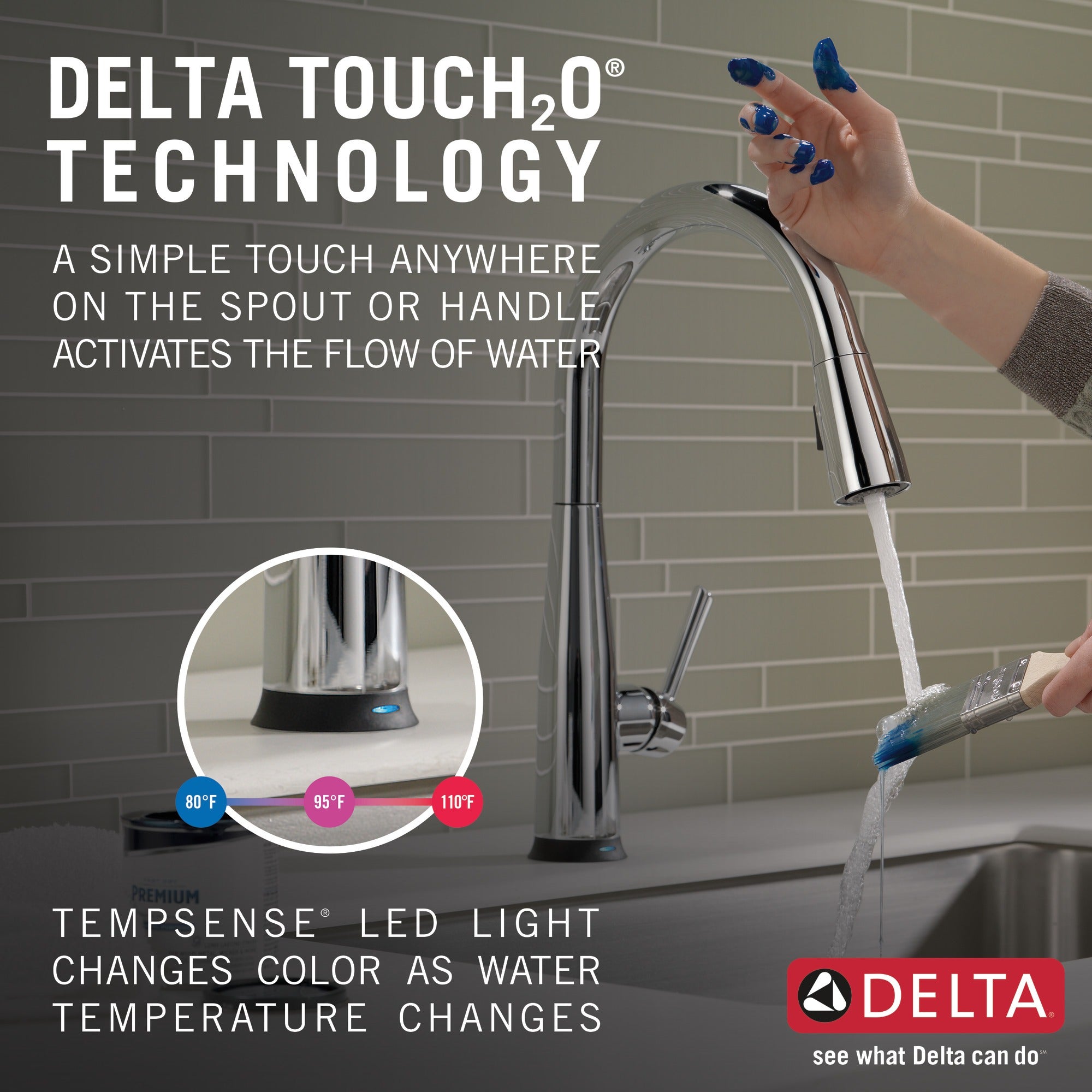 Delta Essa® Single Handle Pull-Down Kitchen Faucet with Touch<sub>2</sub>O® Technology