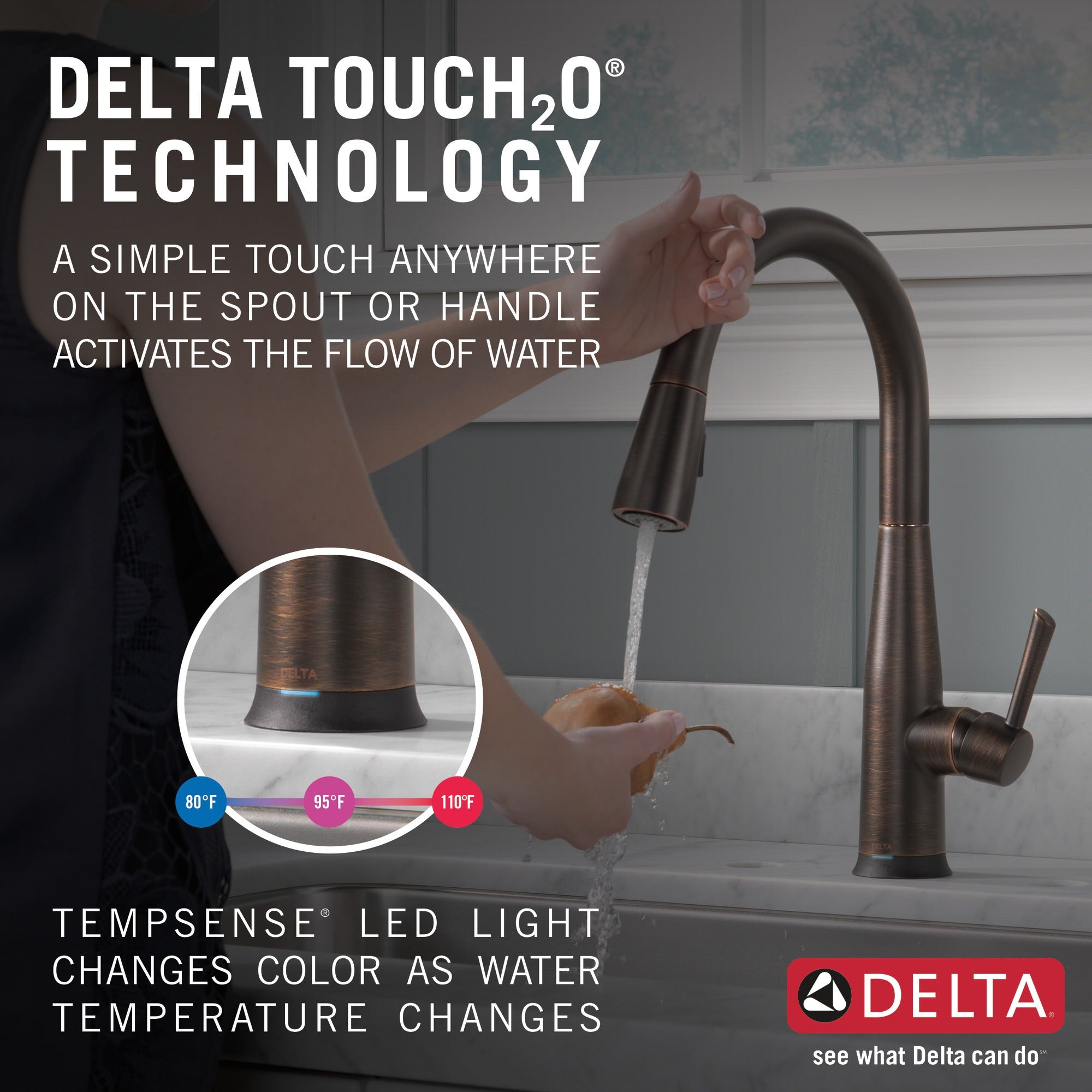 Delta Essa® Single Handle Pull-Down Kitchen Faucet with Touch<sub>2</sub>O® Technology