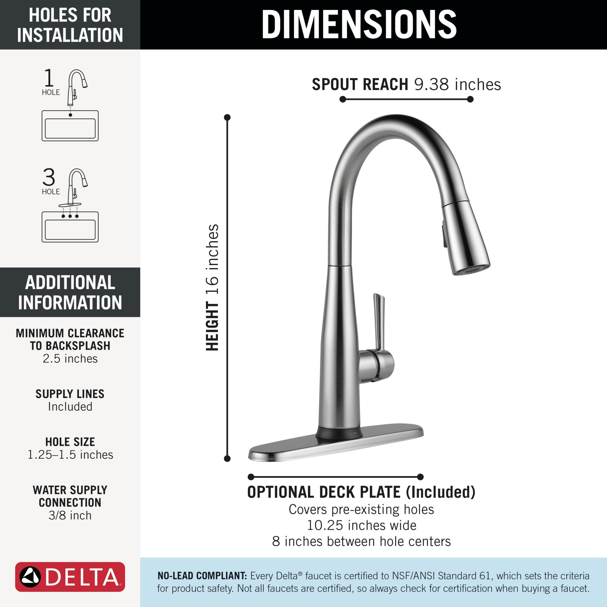 Delta Essa® Touch<sub>2</sub>O® Technology Kitchen Faucet with Touchless Technology