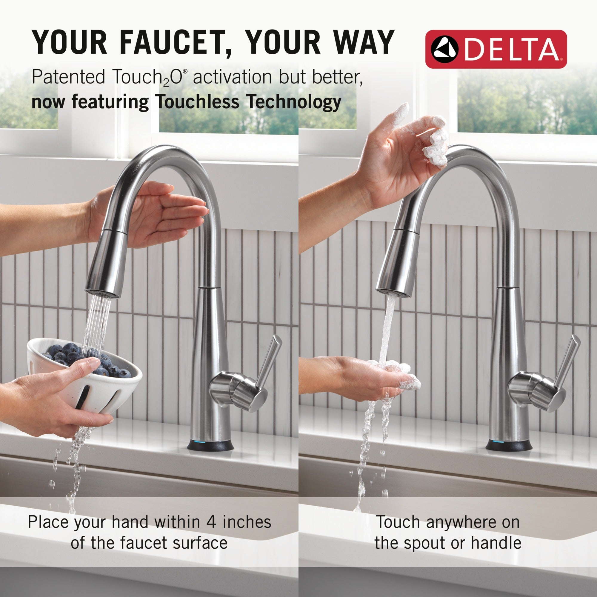 Delta Essa® Touch<sub>2</sub>O® Technology Kitchen Faucet with Touchless Technology