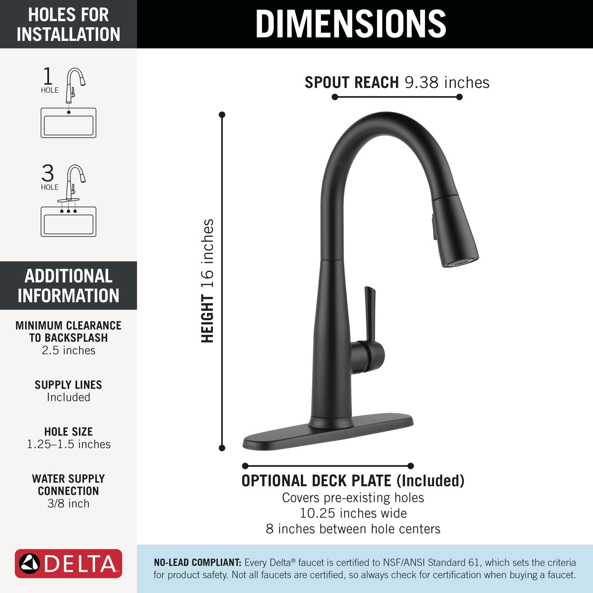 Delta Essa® Touch<sub>2</sub>O® Technology Kitchen Faucet with Touchless Technology