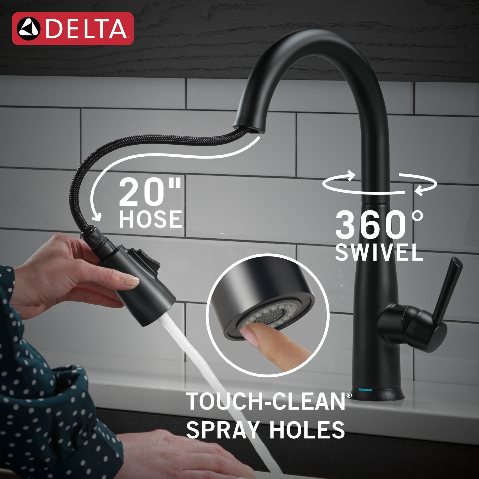 Delta Essa® Touch<sub>2</sub>O® Technology Kitchen Faucet with Touchless Technology