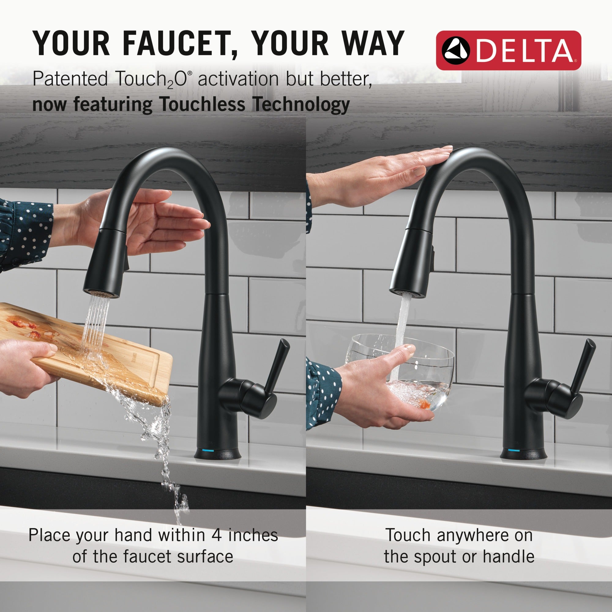 Delta Essa® Touch<sub>2</sub>O® Technology Kitchen Faucet with Touchless Technology
