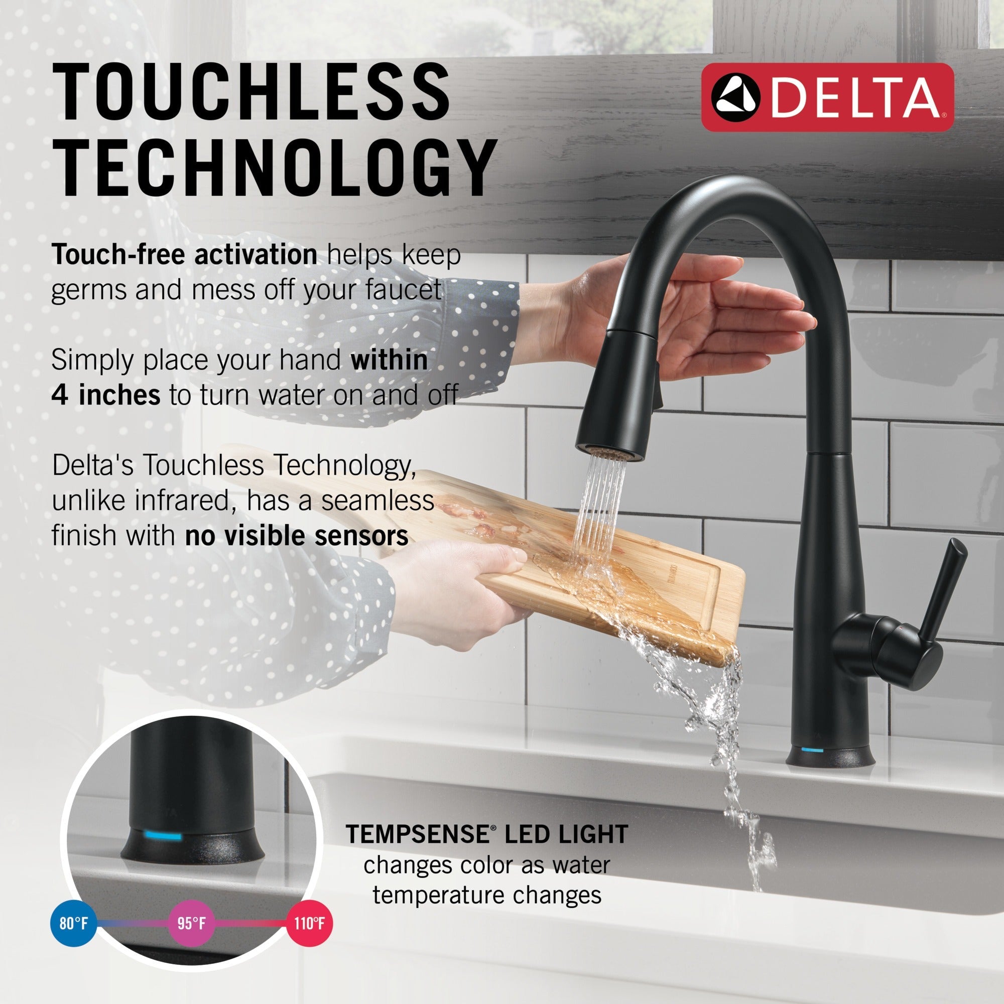 Delta Essa® Touch<sub>2</sub>O® Technology Kitchen Faucet with Touchless Technology