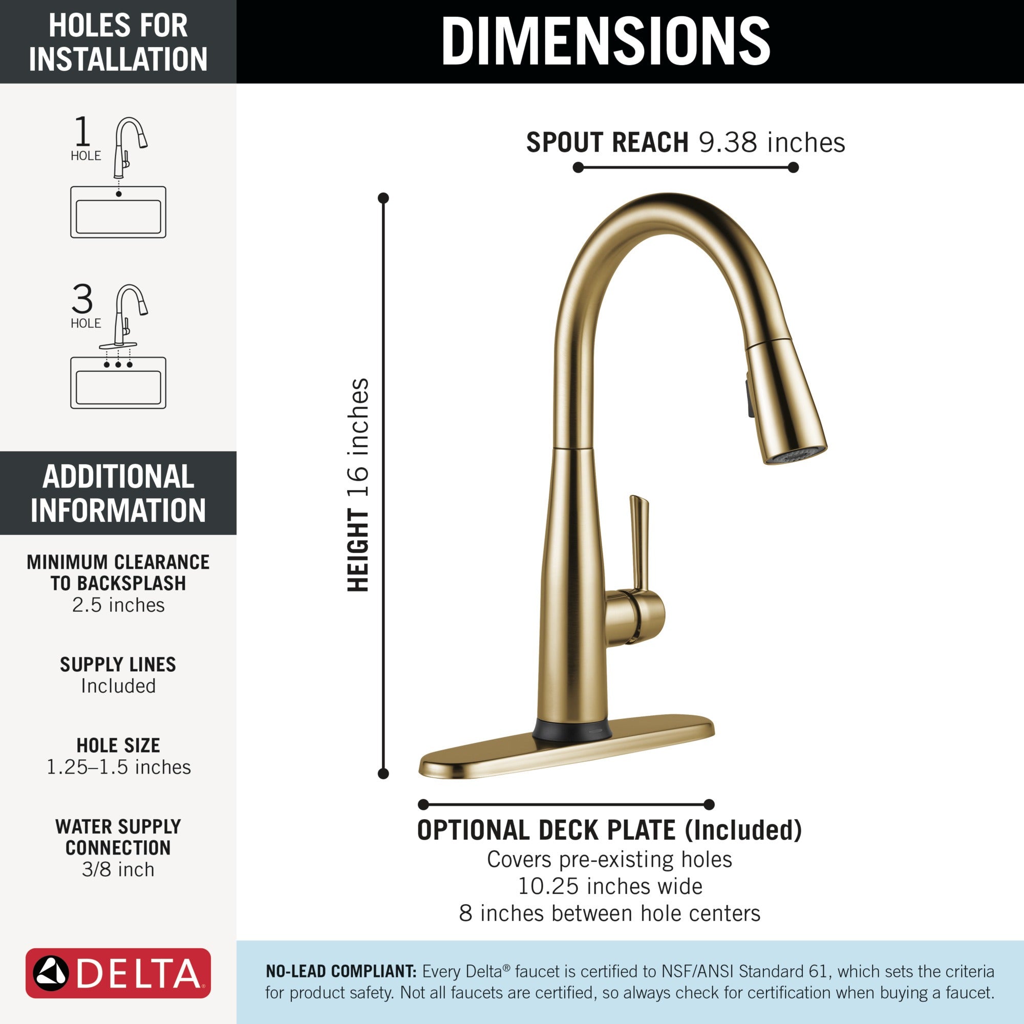 Delta Essa® Touch<sub>2</sub>O® Technology Kitchen Faucet with Touchless Technology