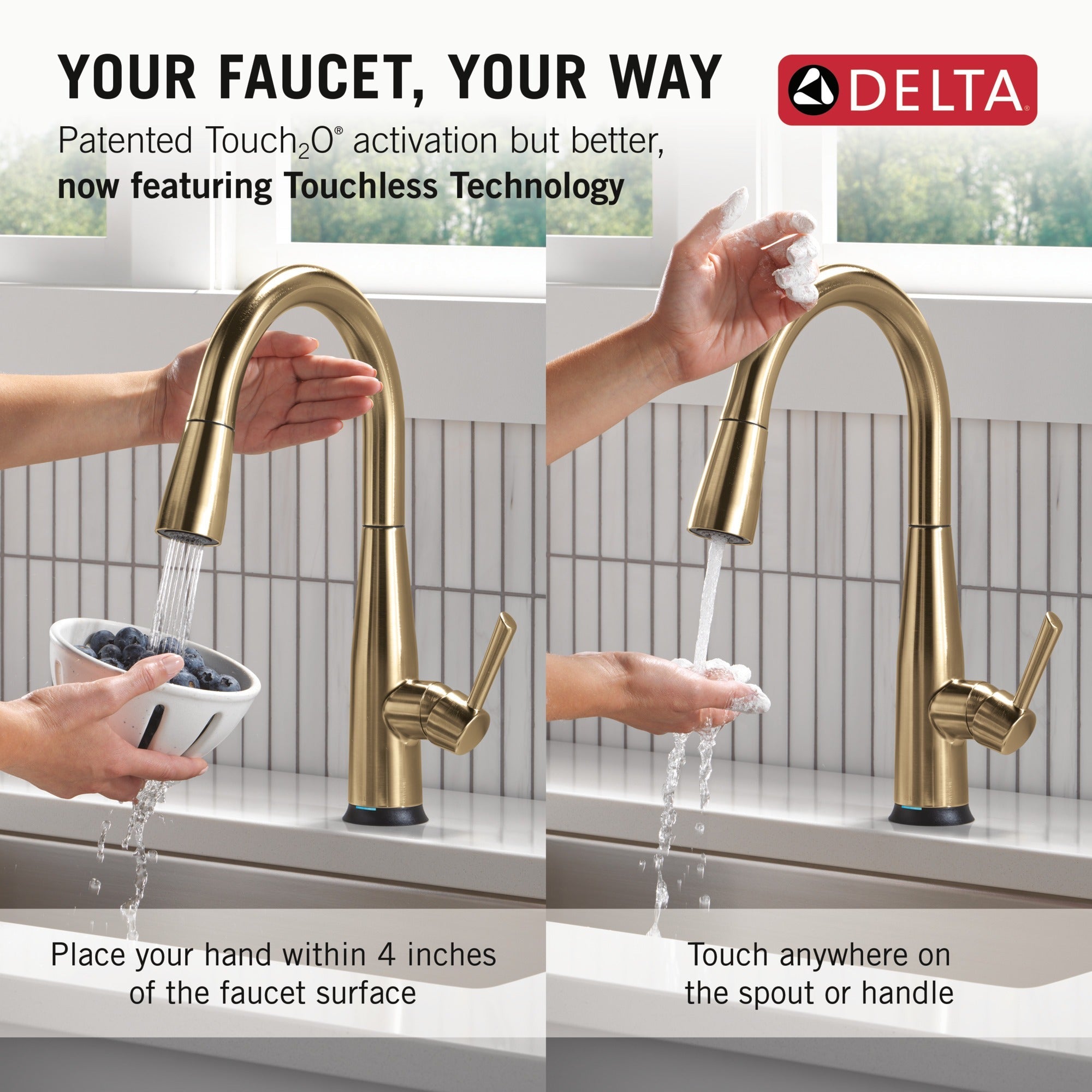 Delta Essa® Touch<sub>2</sub>O® Technology Kitchen Faucet with Touchless Technology
