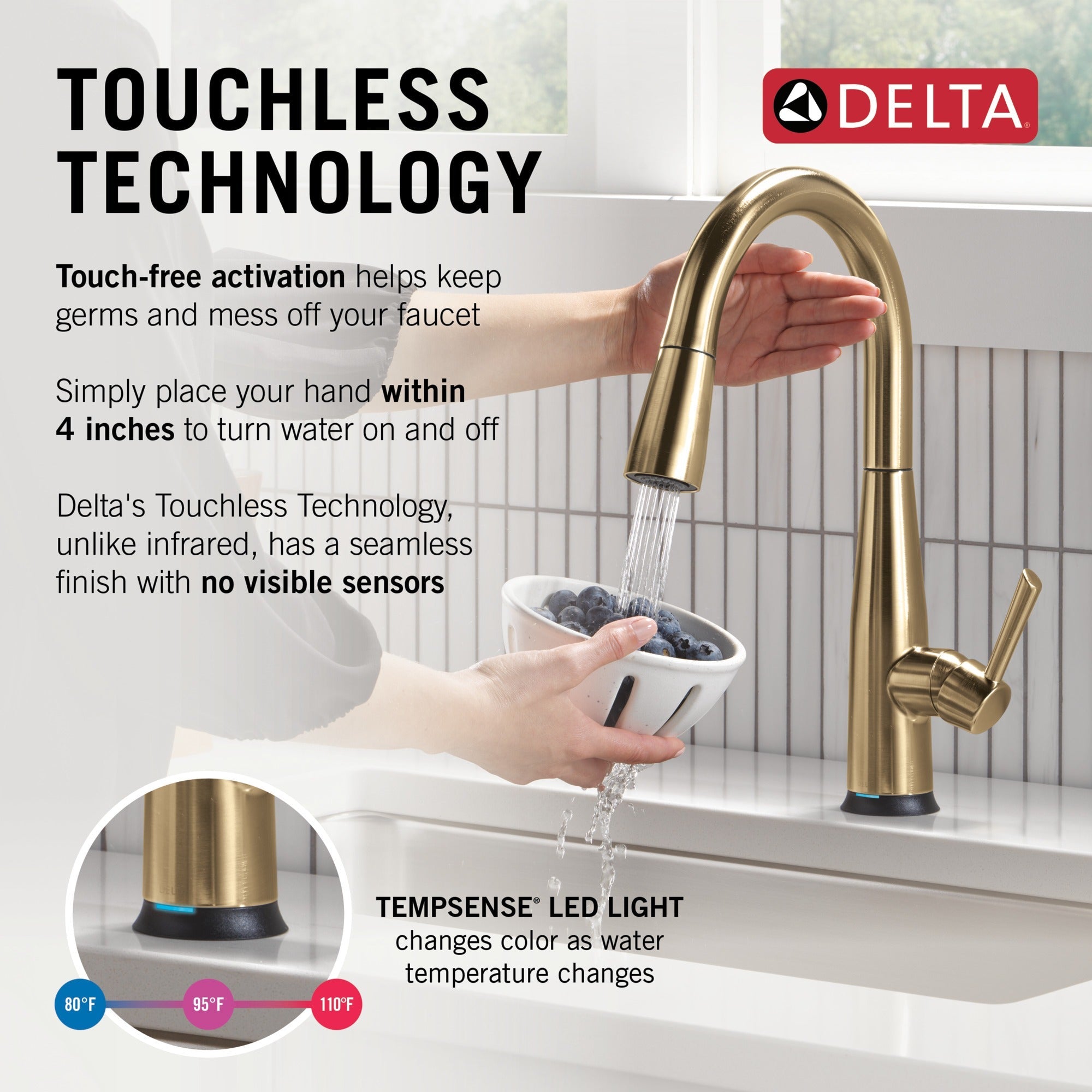 Delta Essa® Touch<sub>2</sub>O® Technology Kitchen Faucet with Touchless Technology