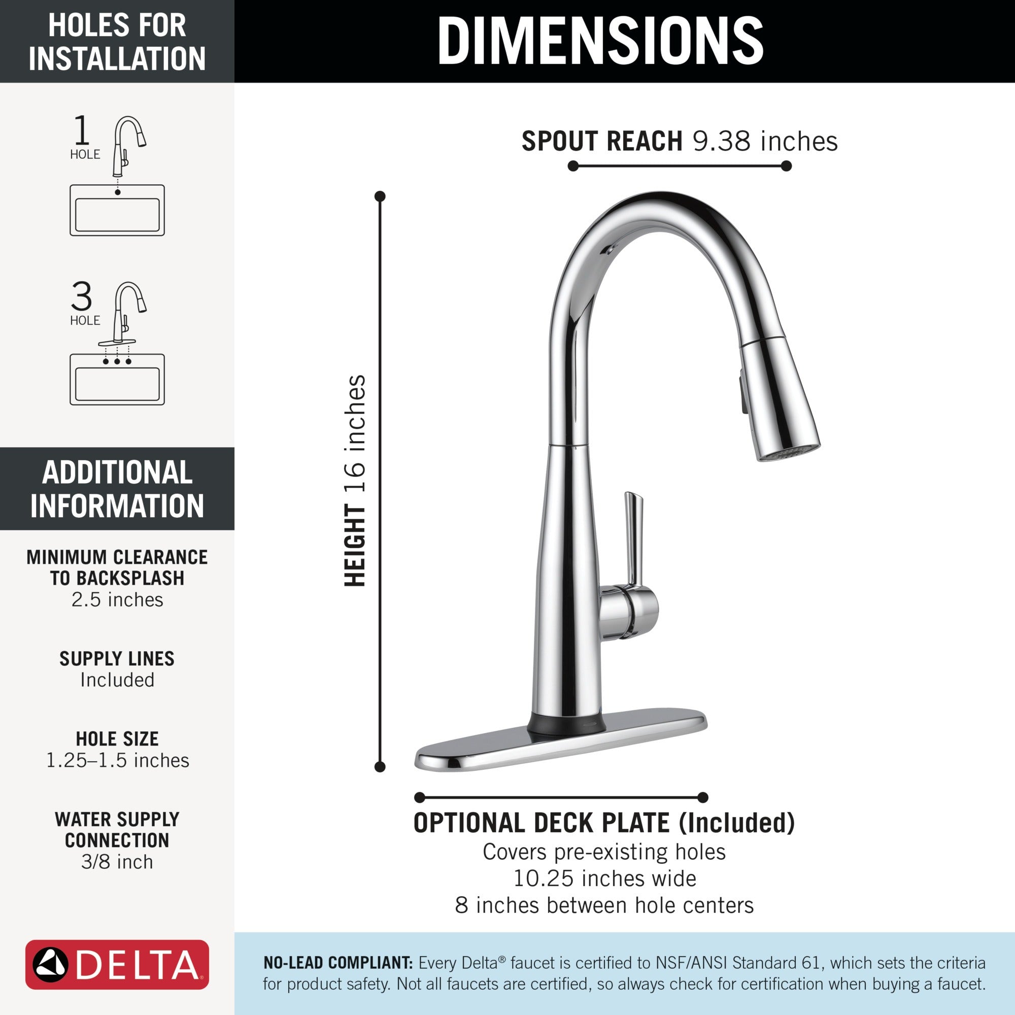 Delta Essa® Touch<sub>2</sub>O® Technology Kitchen Faucet with Touchless Technology