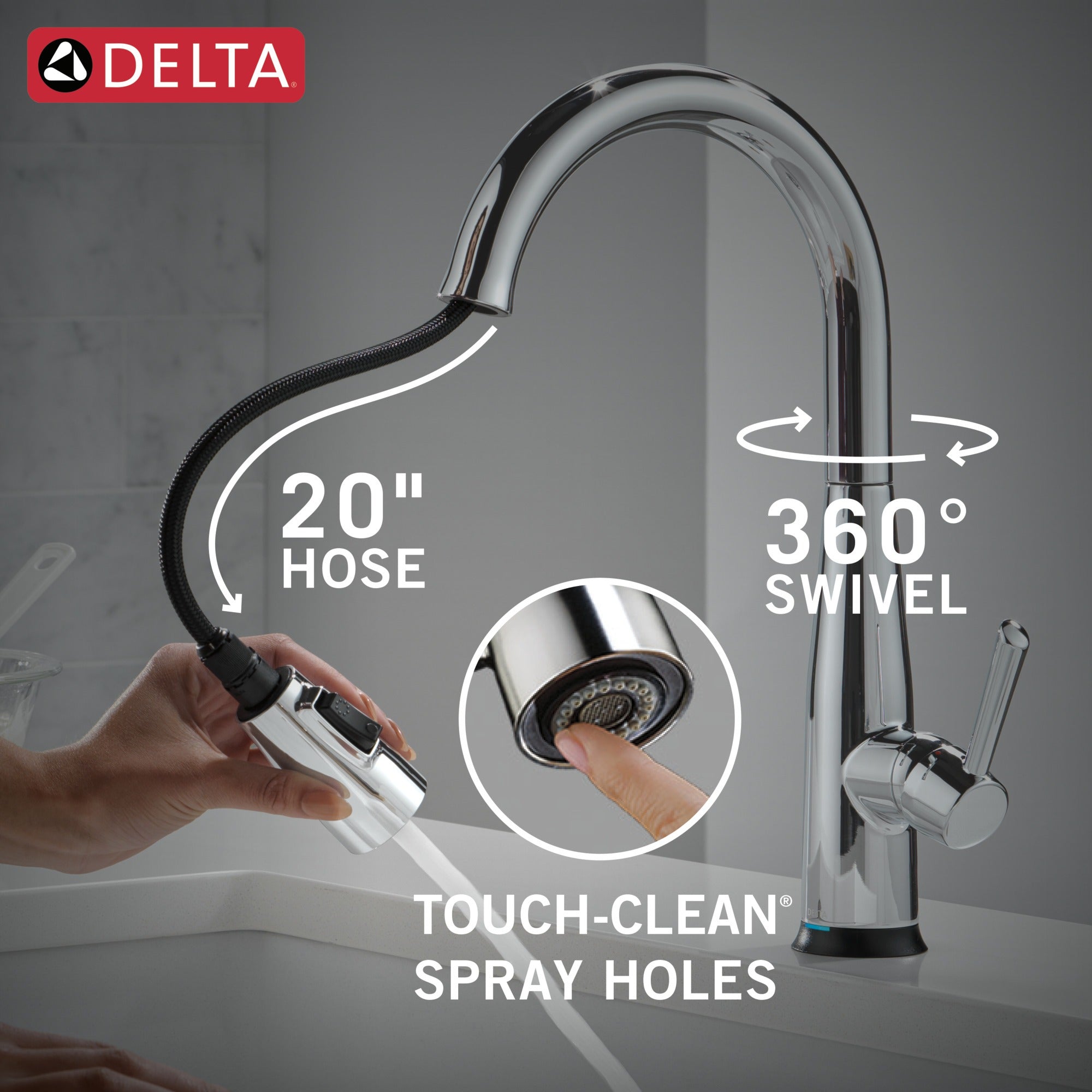 Delta Essa® Touch<sub>2</sub>O® Technology Kitchen Faucet with Touchless Technology