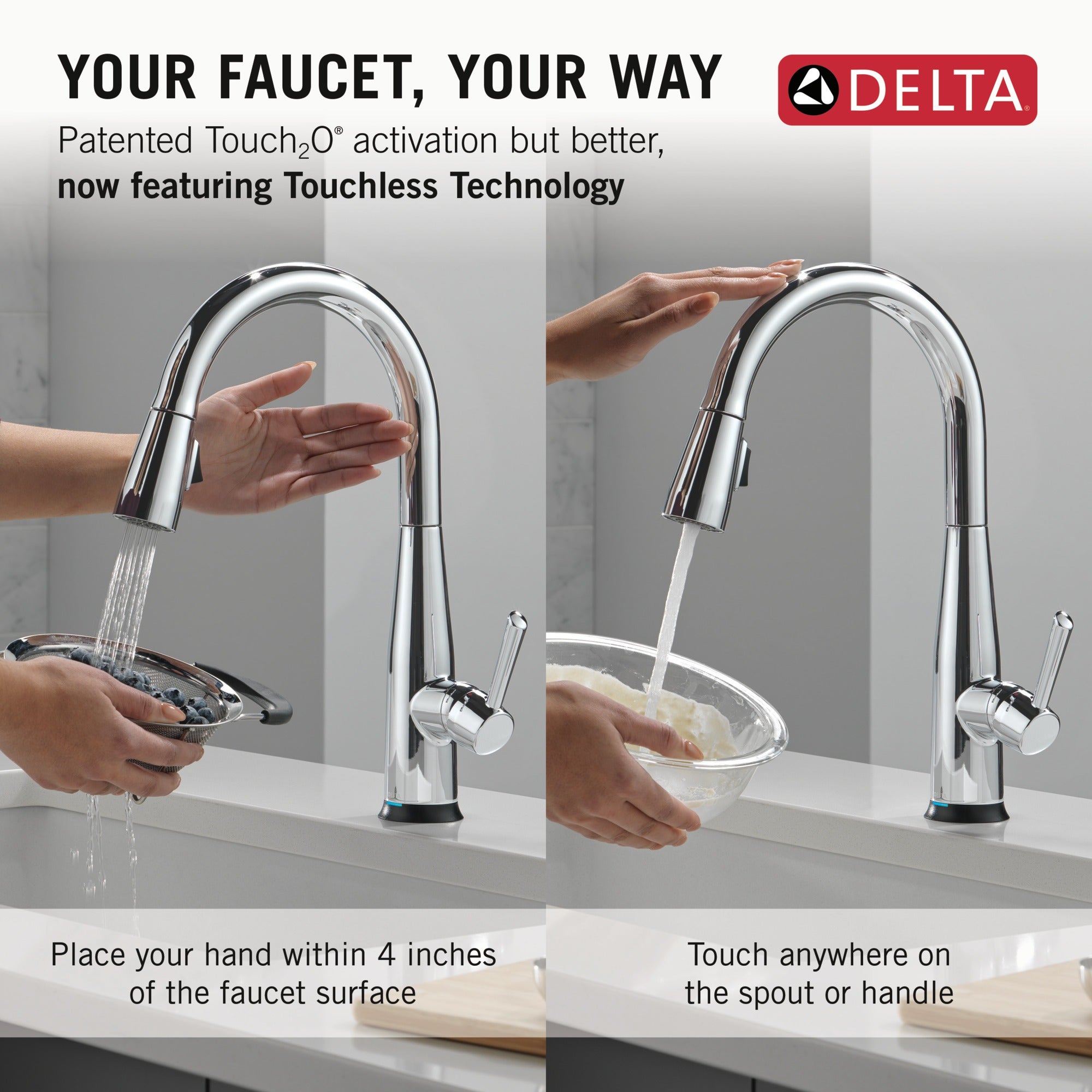 Delta Essa® Touch<sub>2</sub>O® Technology Kitchen Faucet with Touchless Technology