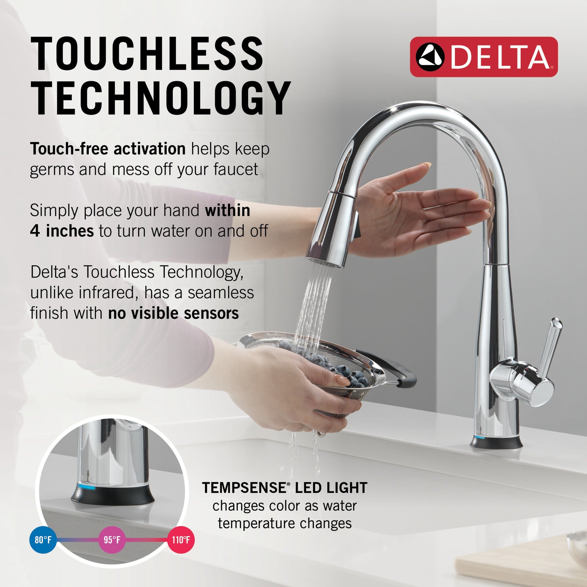 Delta Essa® Touch<sub>2</sub>O® Technology Kitchen Faucet with Touchless Technology