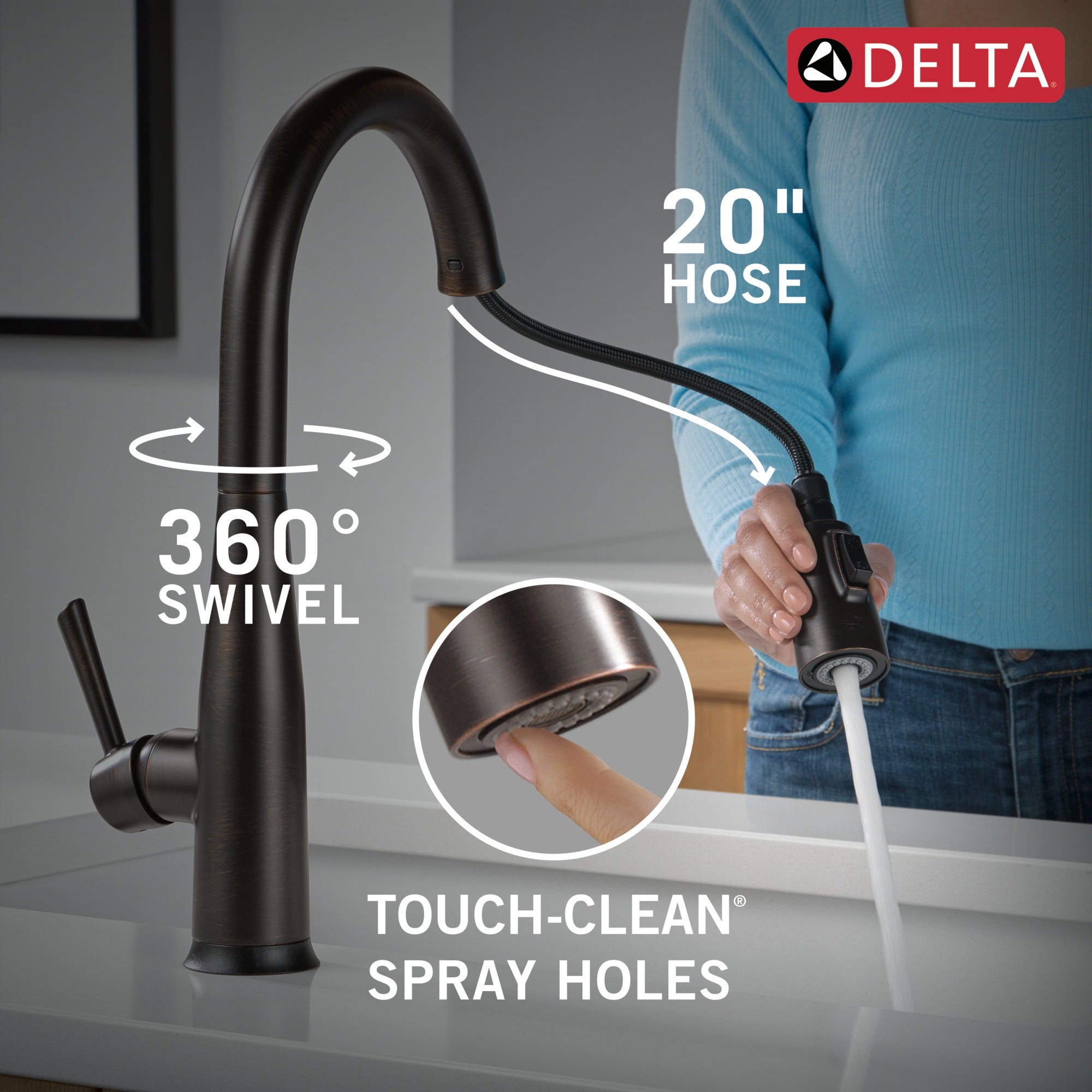 Delta Essa® Touch<sub>2</sub>O® Technology Kitchen Faucet with Touchless Technology