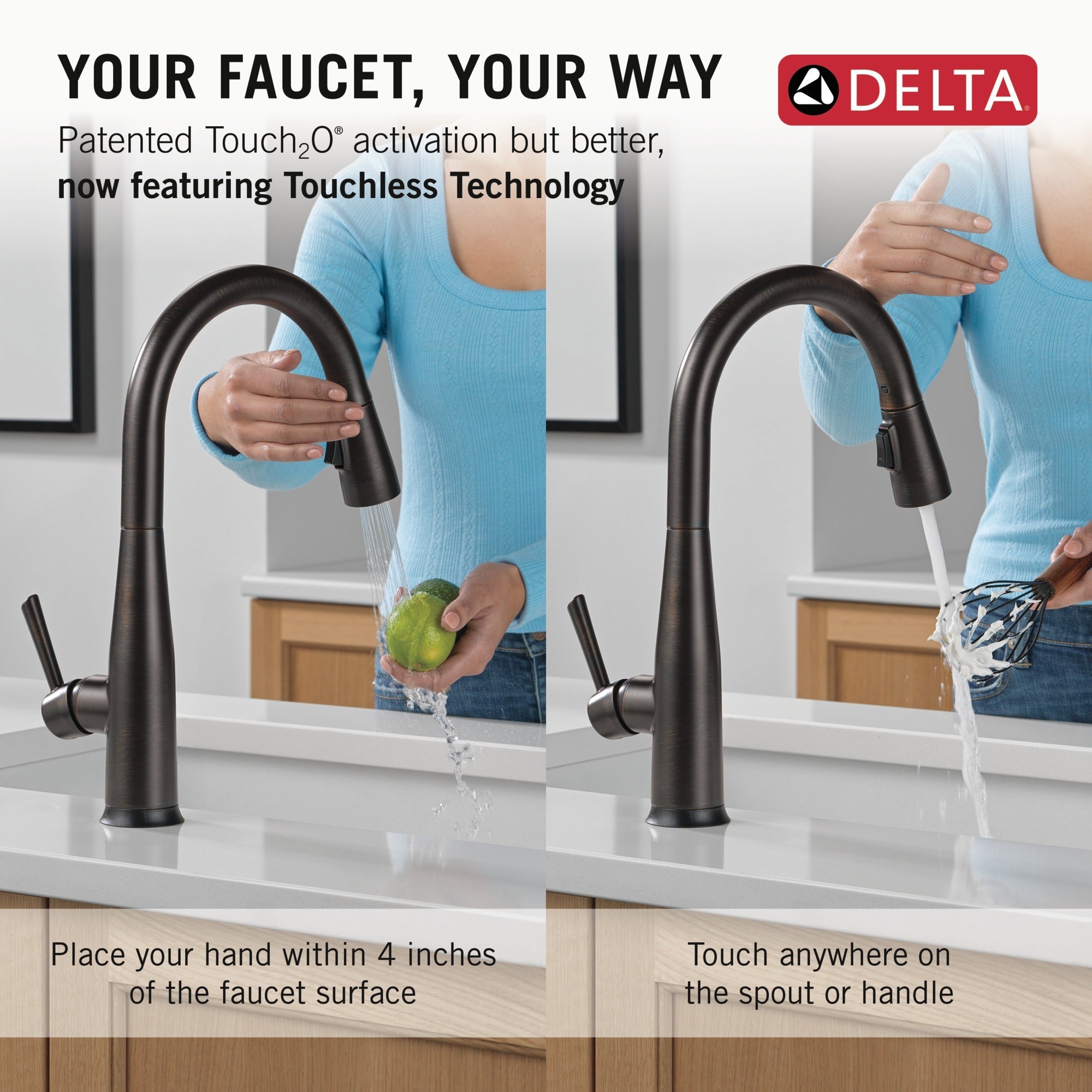 Delta Essa® Touch<sub>2</sub>O® Technology Kitchen Faucet with Touchless Technology
