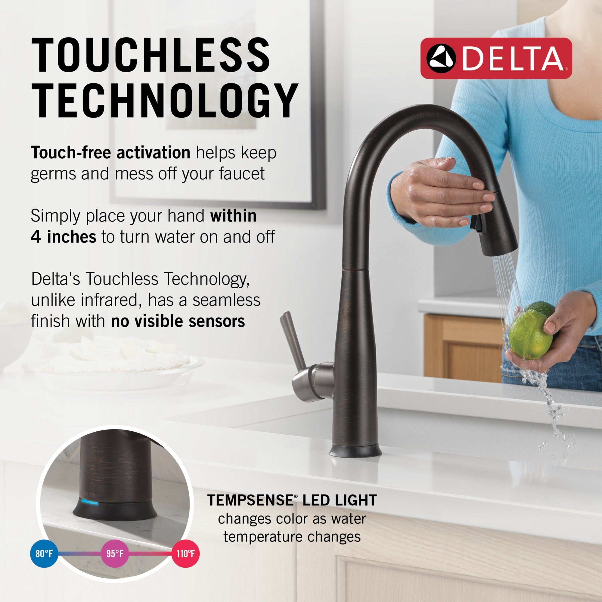 Delta Essa® Touch<sub>2</sub>O® Technology Kitchen Faucet with Touchless Technology