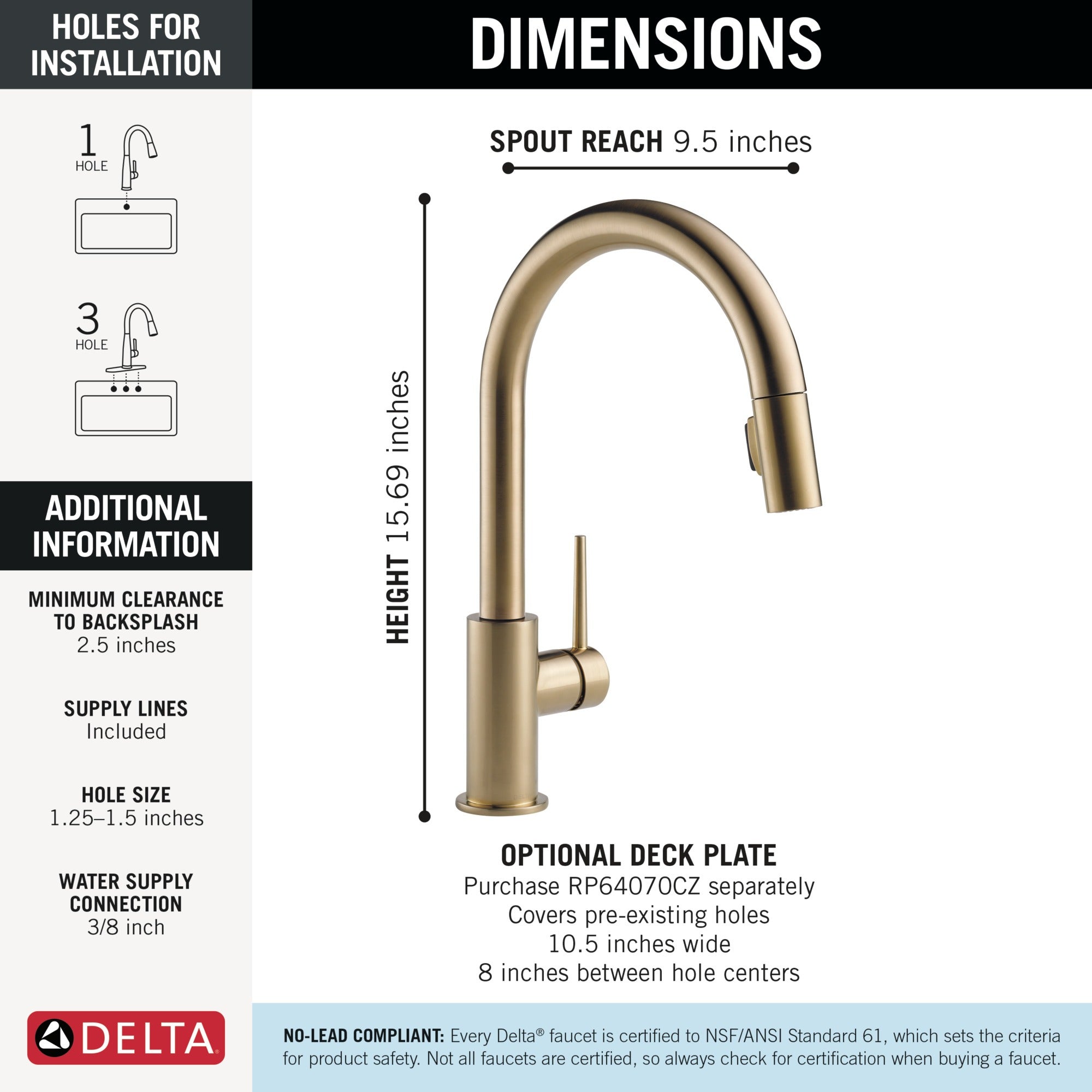 Delta Trinsic® Single Handle Pull-Down Kitchen Faucet