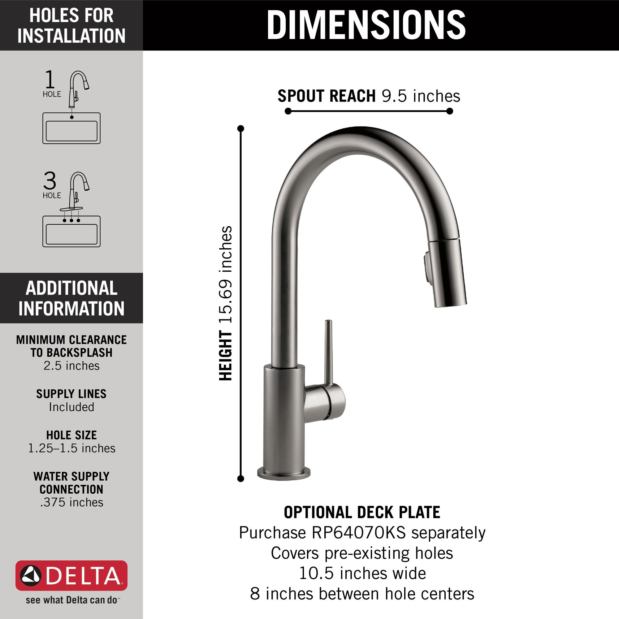 Delta Trinsic® Single Handle Pull-Down Kitchen Faucet
