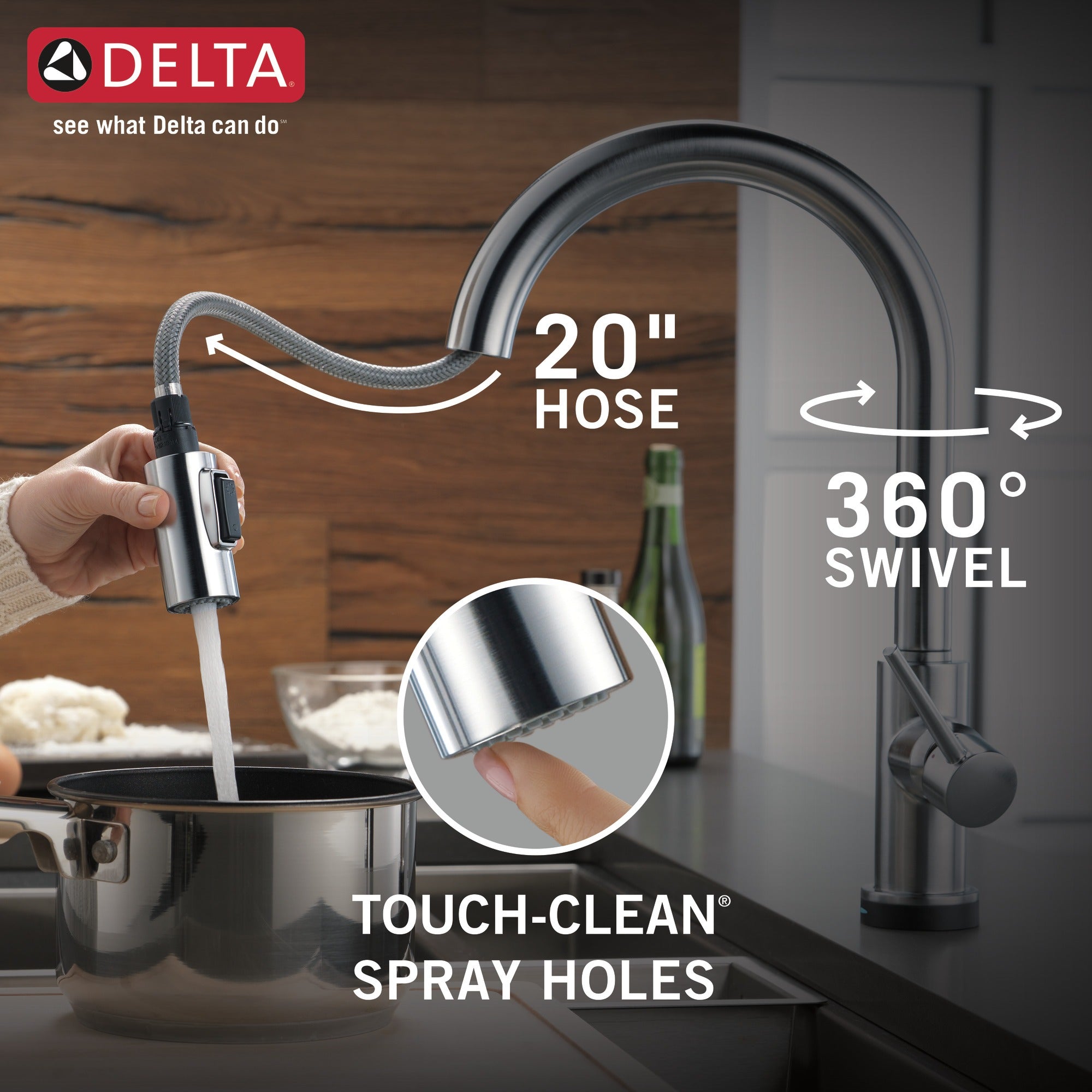 Delta Trinsic® Single Handle Pull-Down Kitchen Faucet with Touch<sub>2</sub>O® Technology
