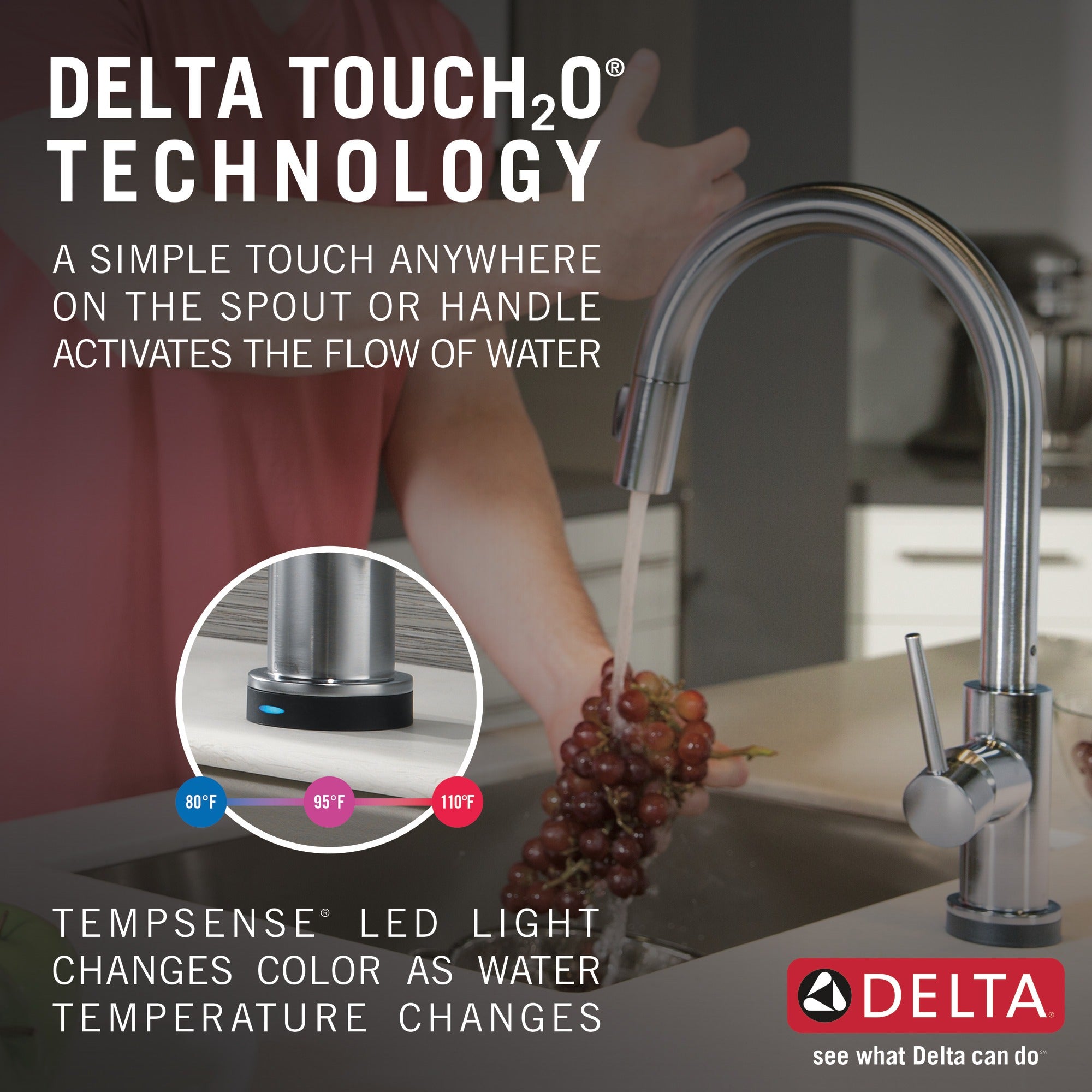 Delta Trinsic® Single Handle Pull-Down Kitchen Faucet with Touch<sub>2</sub>O® Technology