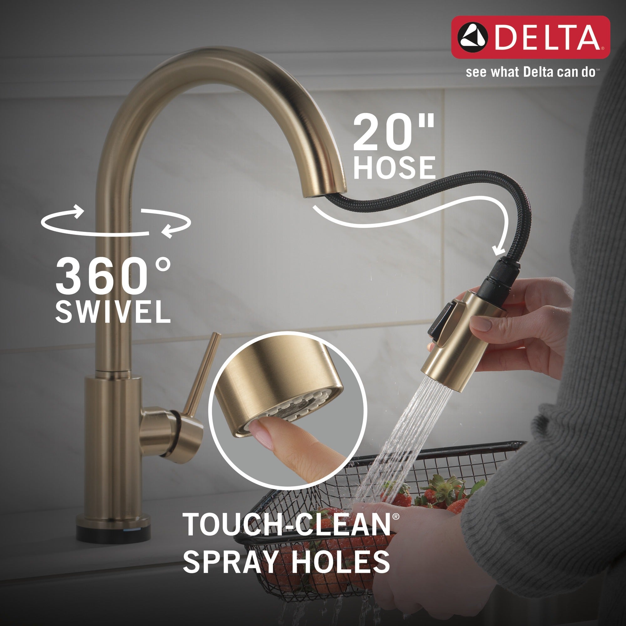 Delta Trinsic® Single Handle Pull-Down Kitchen Faucet with Touch<sub>2</sub>O® Technology
