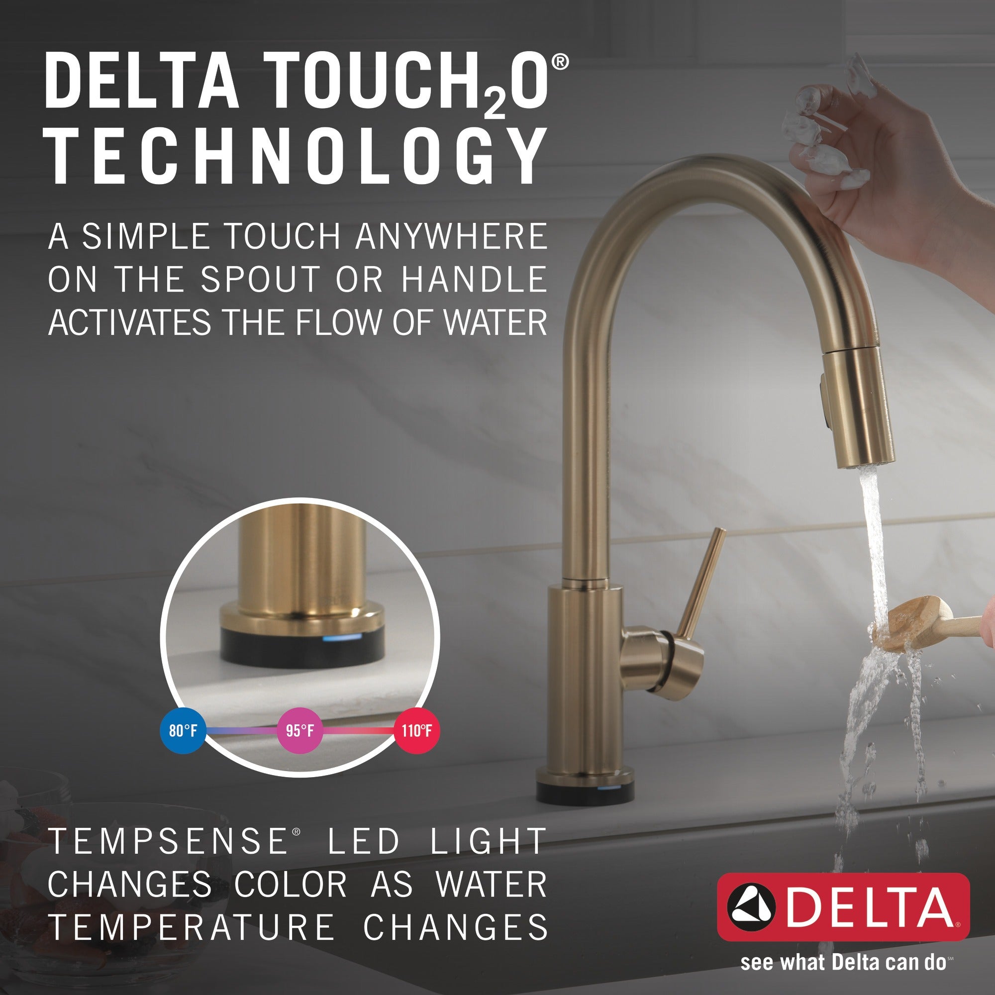 Delta Trinsic® Single Handle Pull-Down Kitchen Faucet with Touch<sub>2</sub>O® Technology