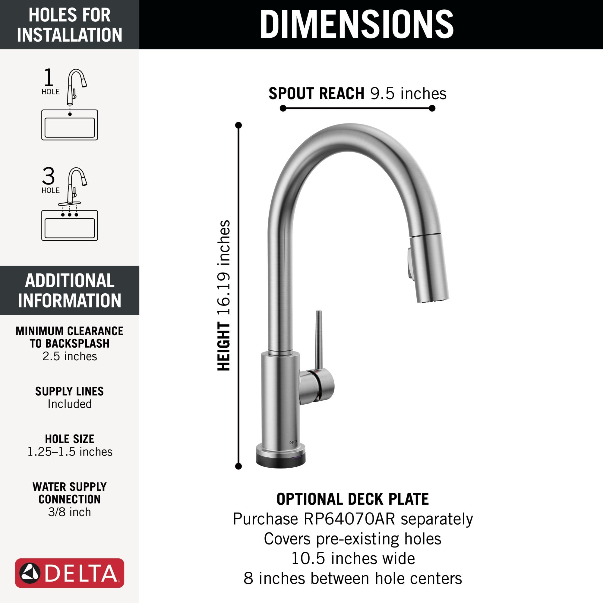 Delta Trinsic® VoiceIQ® Kitchen Faucet with Touch<sub>2</sub>O® Technology with Touchless Technology