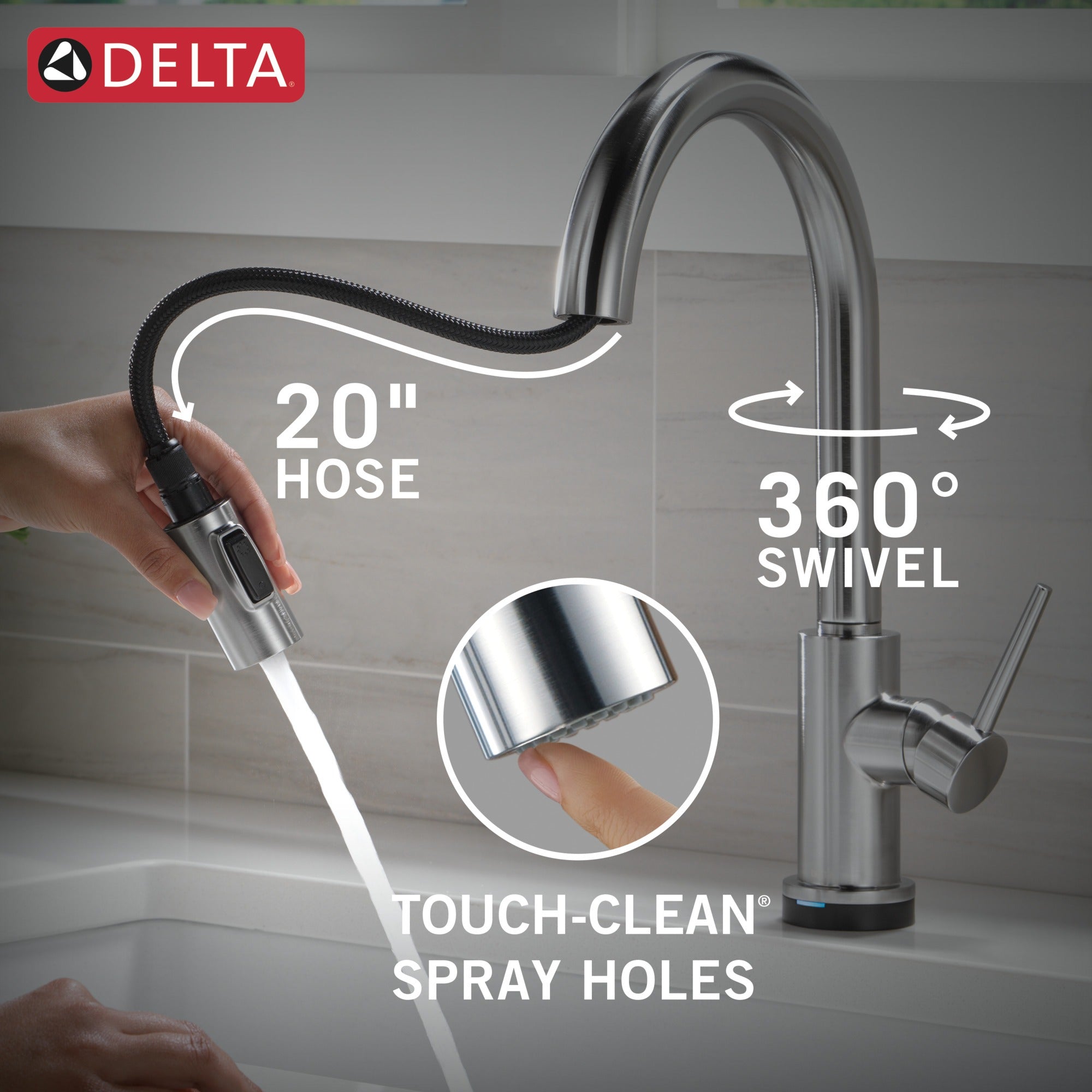 Delta Trinsic® VoiceIQ® Kitchen Faucet with Touch<sub>2</sub>O® Technology with Touchless Technology