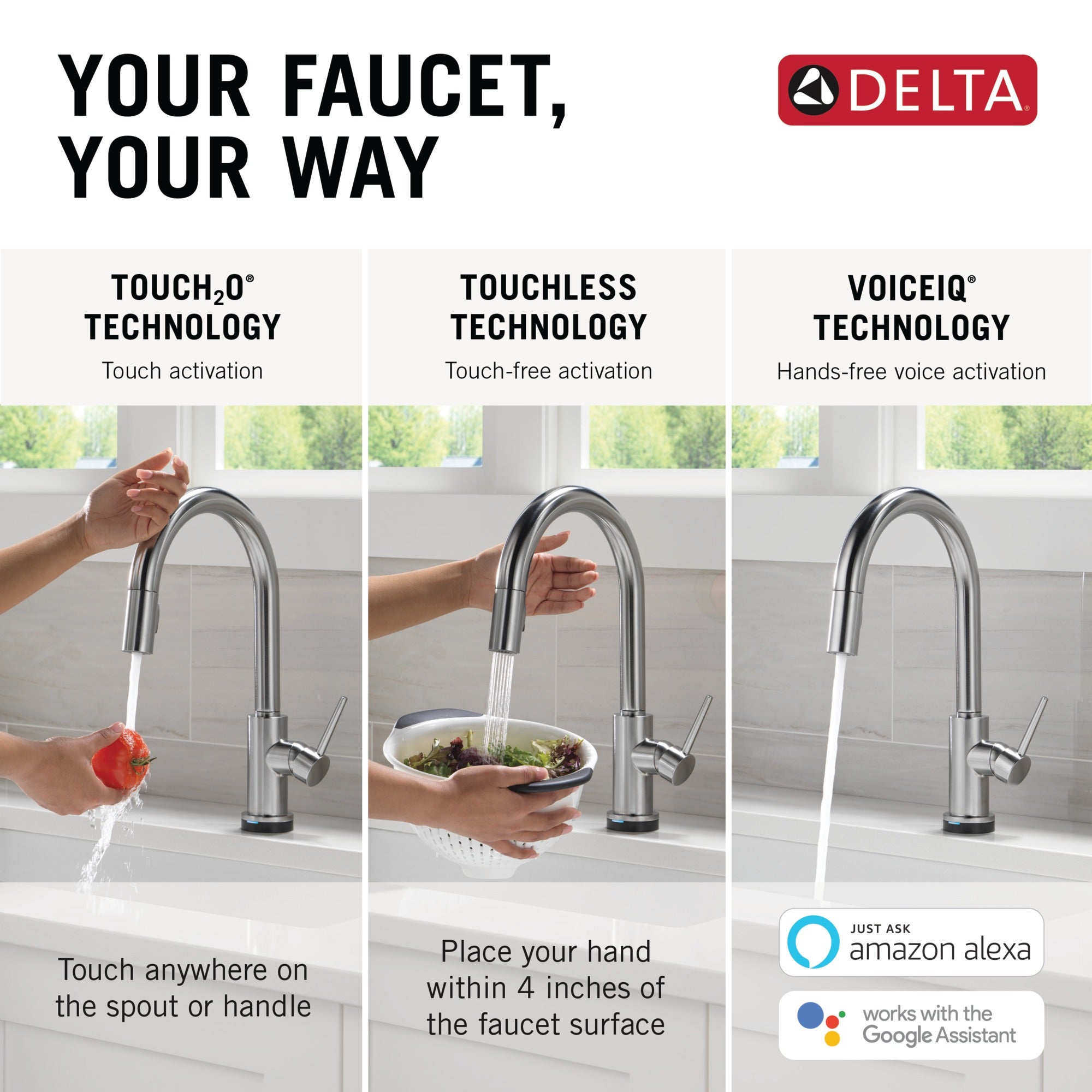 Delta Trinsic® VoiceIQ® Kitchen Faucet with Touch<sub>2</sub>O® Technology with Touchless Technology
