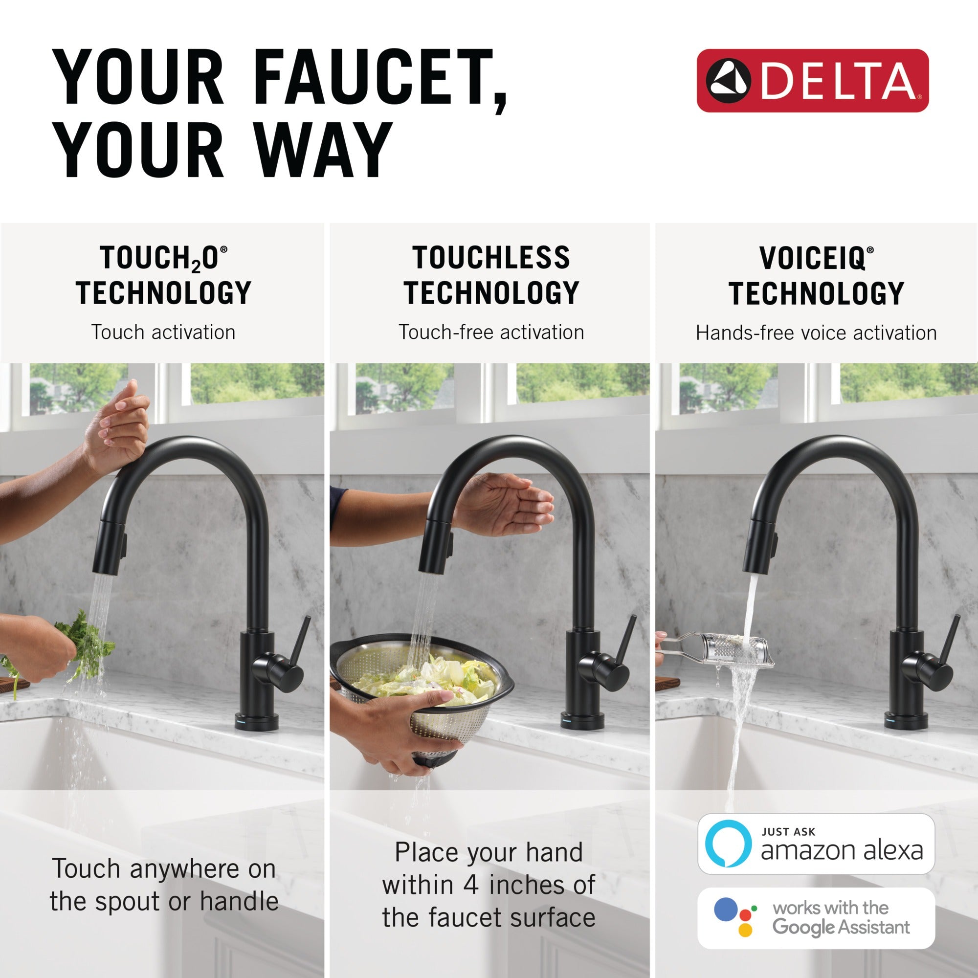 Delta Trinsic® VoiceIQ® Kitchen Faucet with Touch<sub>2</sub>O® Technology with Touchless Technology