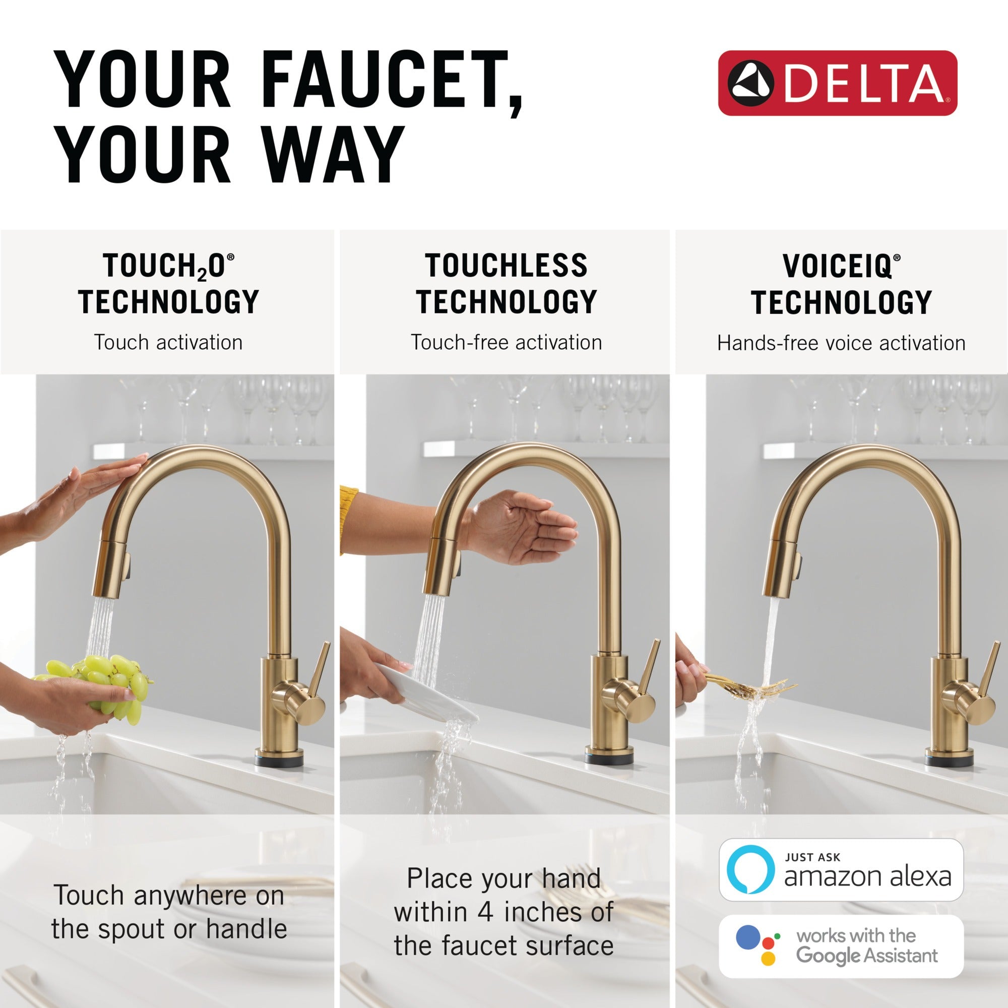 Delta Trinsic® VoiceIQ® Kitchen Faucet with Touch<sub>2</sub>O® Technology with Touchless Technology